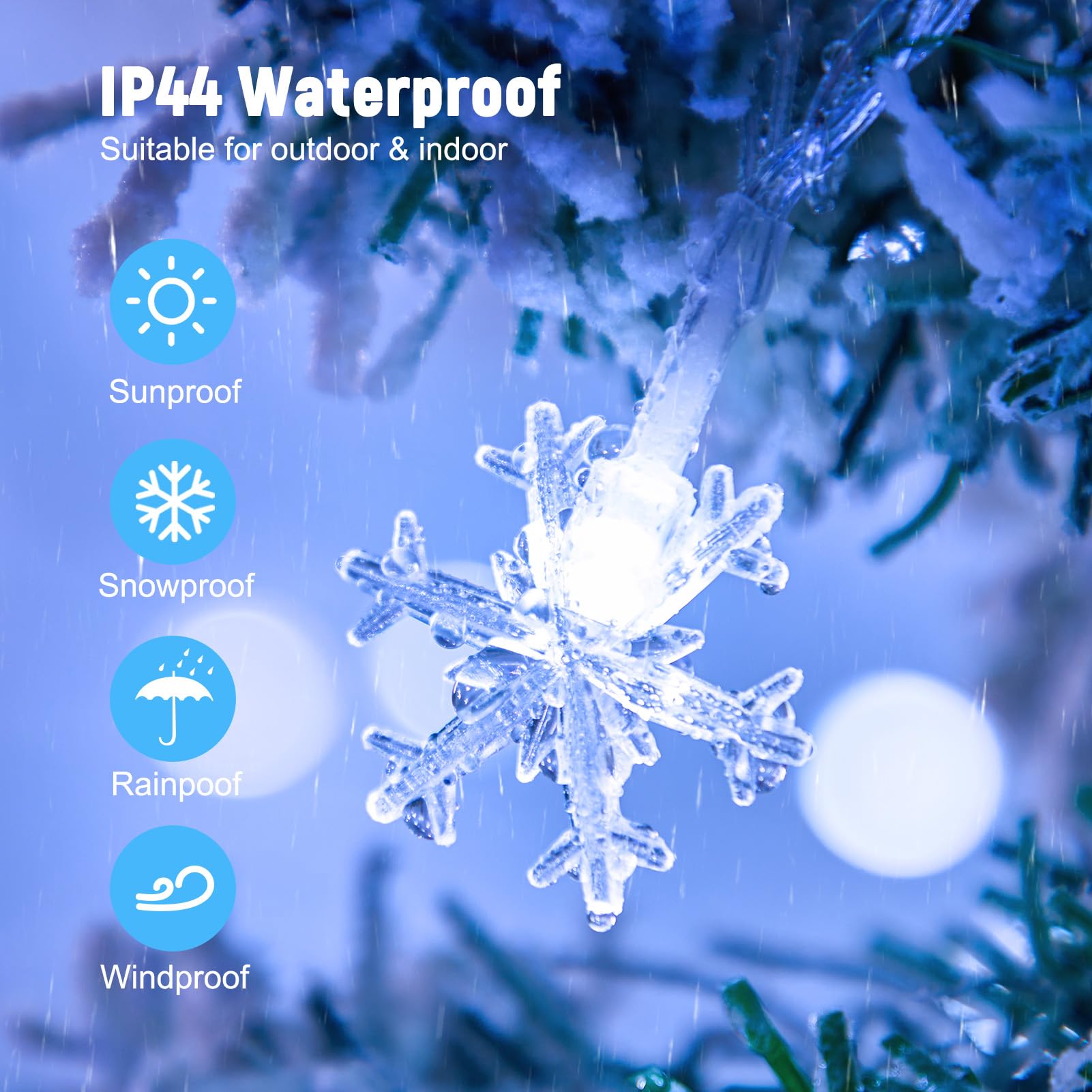 Minetom 4 Pack Christmas Snowflakes Lights, 14 Ft 30 Led Christmas Lights, Waterproof Snowflakes Holiday Lights, Shatterproof Xmas Fairy Lights For Indoor Decor