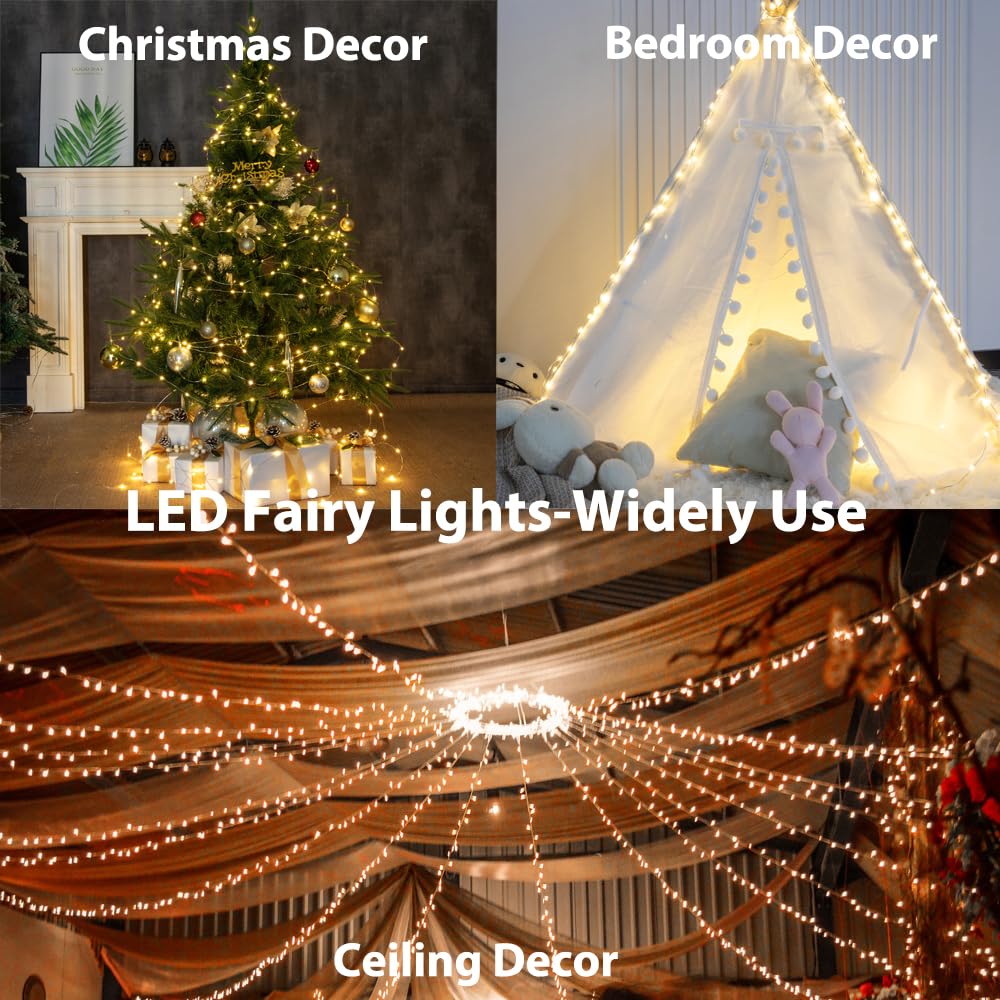 Pcores Fairy Lights 164Ft Warm White 500 Leds, Waterproof, Remote Controlled, Indoor/Outdoor Use, Model Ds-Sl-600-Ctr