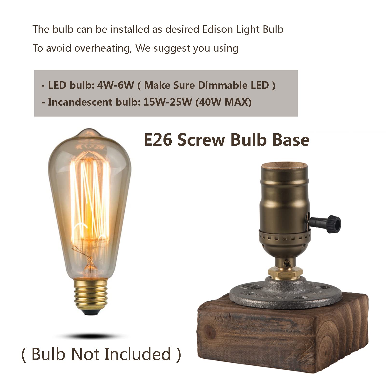 OuXean Vintage Table Lamp, Industrial Steampunk Design, Dimmable E26 Holder, Bronze Color, Home Decor for Bedroom or Living Room