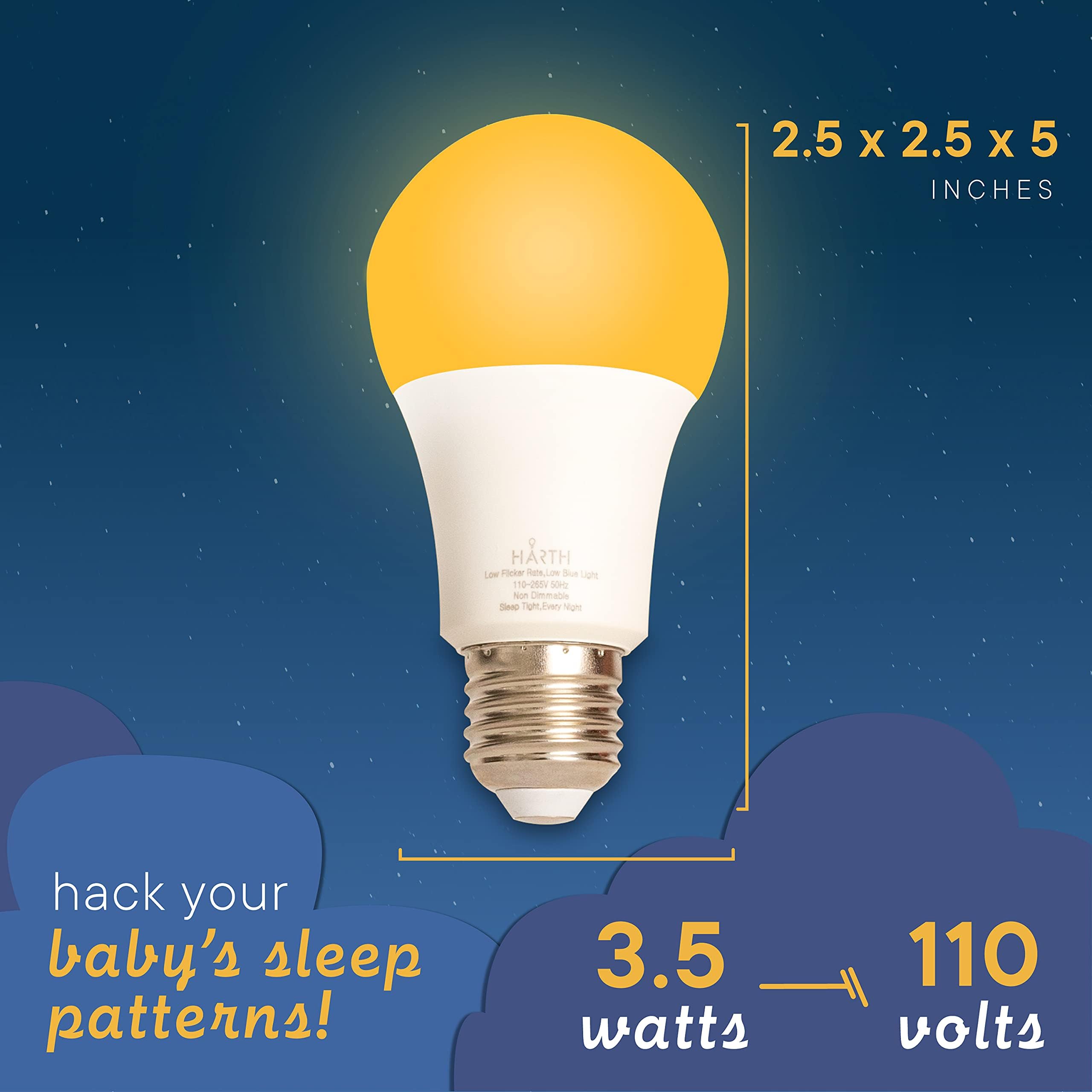 Harth Amber Light Bulb - 3.5W E26 LED, 1800K Warm Light, 1 Pack, Nite-Nite Model, Soft Lighting for Bedroom and Kids Room