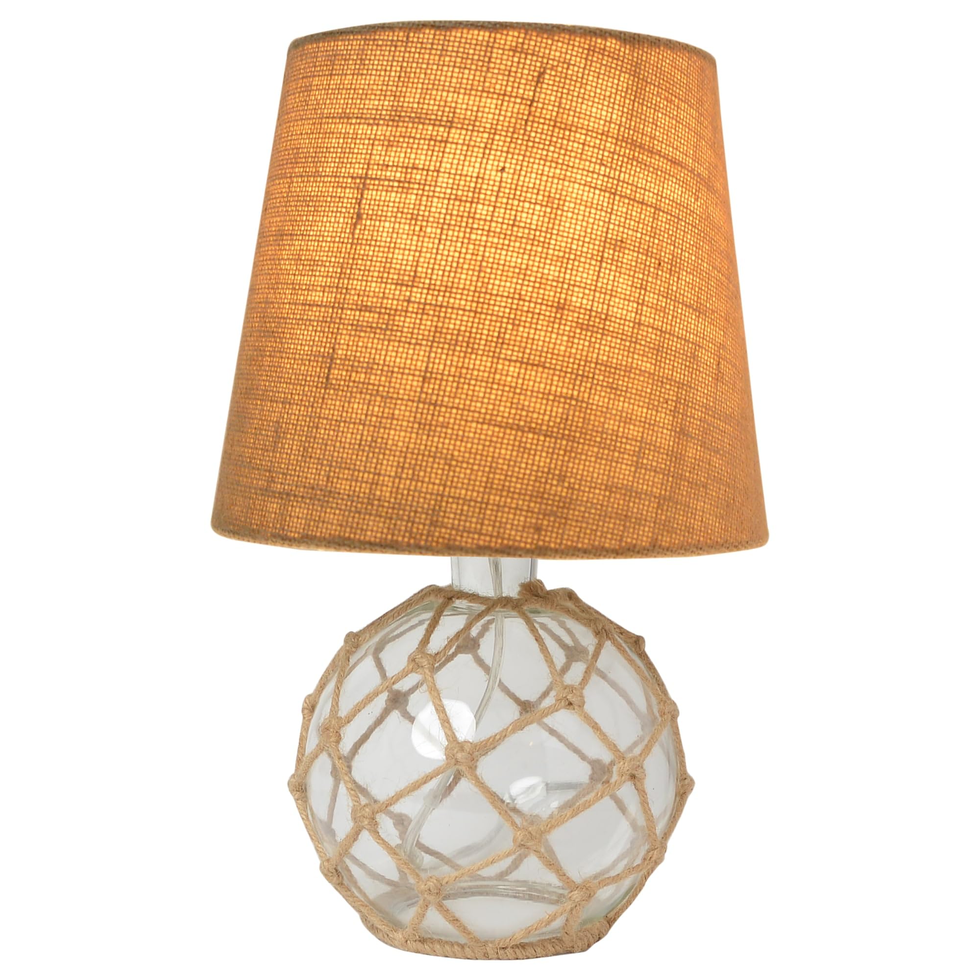 Elegant Designs LT1050-CLR Coastal Sea Glass Table Lamp, Clear/Burlap, Pack of 2