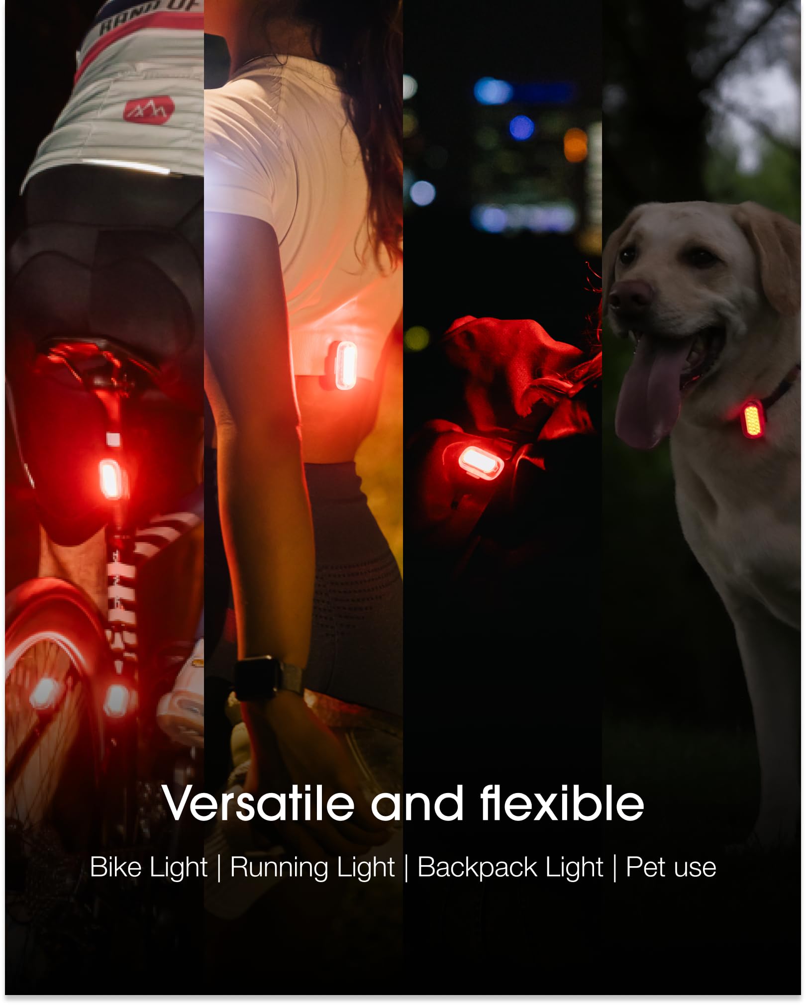 Lumos Firefly Mini Clip & Go Set - LED Rechargeable Safety Lights, Custom Brightness & Flash Pattern, Available in White, Yellow, Red