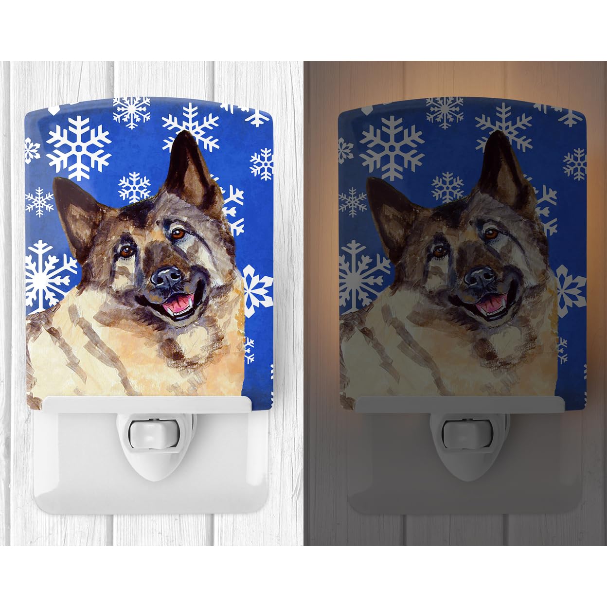 Carolines Treasures Ceramic Night Light, Norwegian Elkhound, UL-Certified, 6x4x3 inches, Multicolor, Model LH9308CNL
