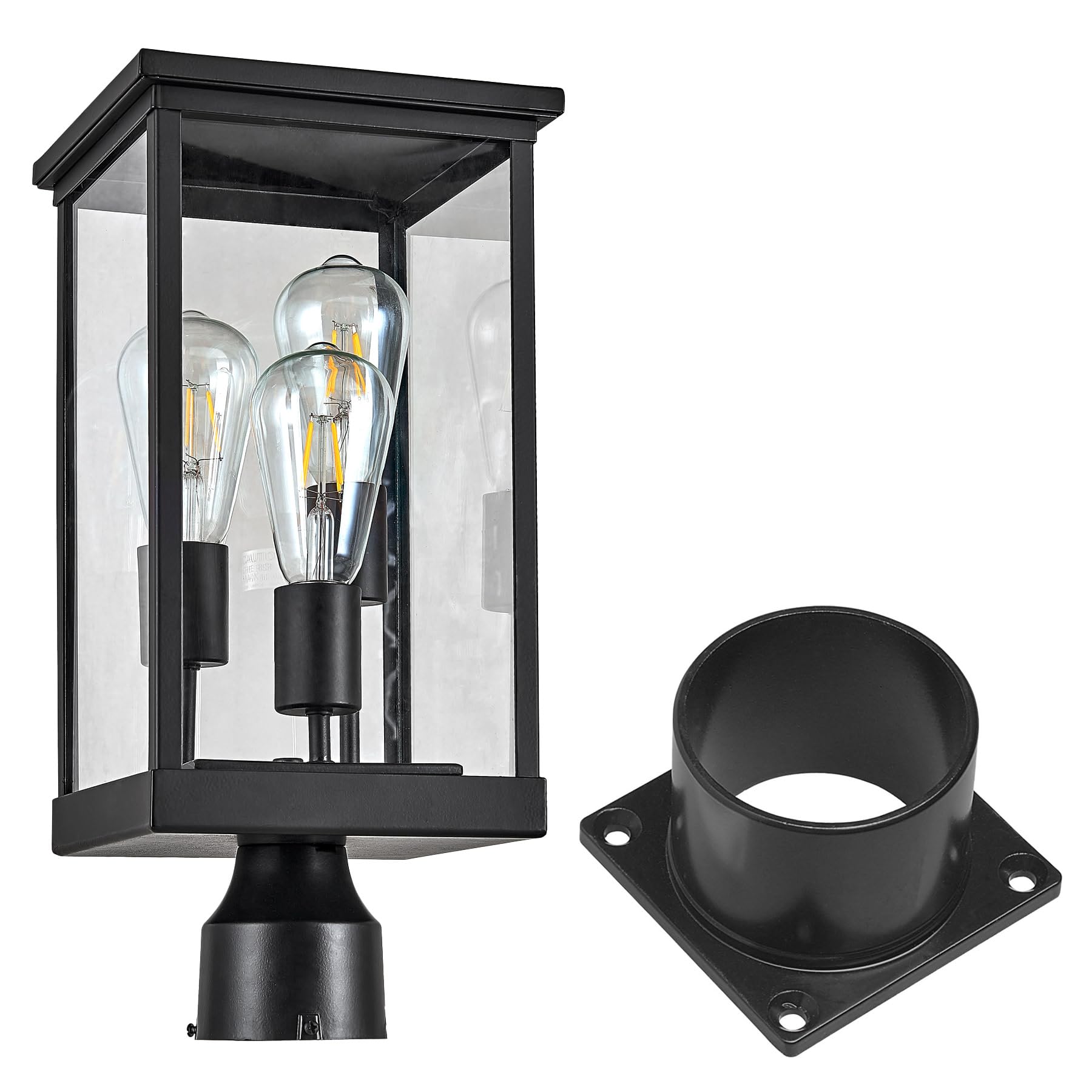 Design House Mayfield Outdoor Post Top Light With 3-Inch Pier Base Mount Fitter  Black  590299
