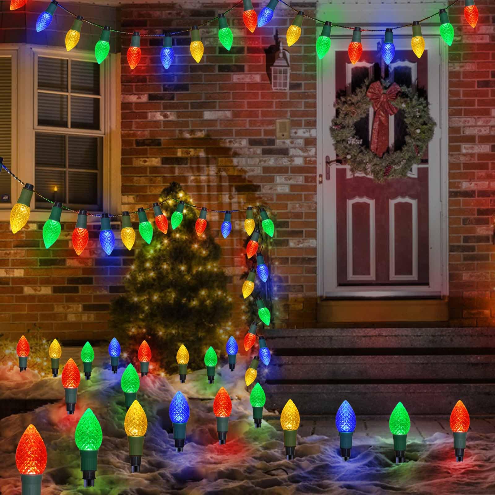 Homeleo 20 Led Solar C9 Christmas Lights Outdoor, 2-In-1 C9 Christmas Pathway Lights & String Lights For Outdoor Christmas Decor