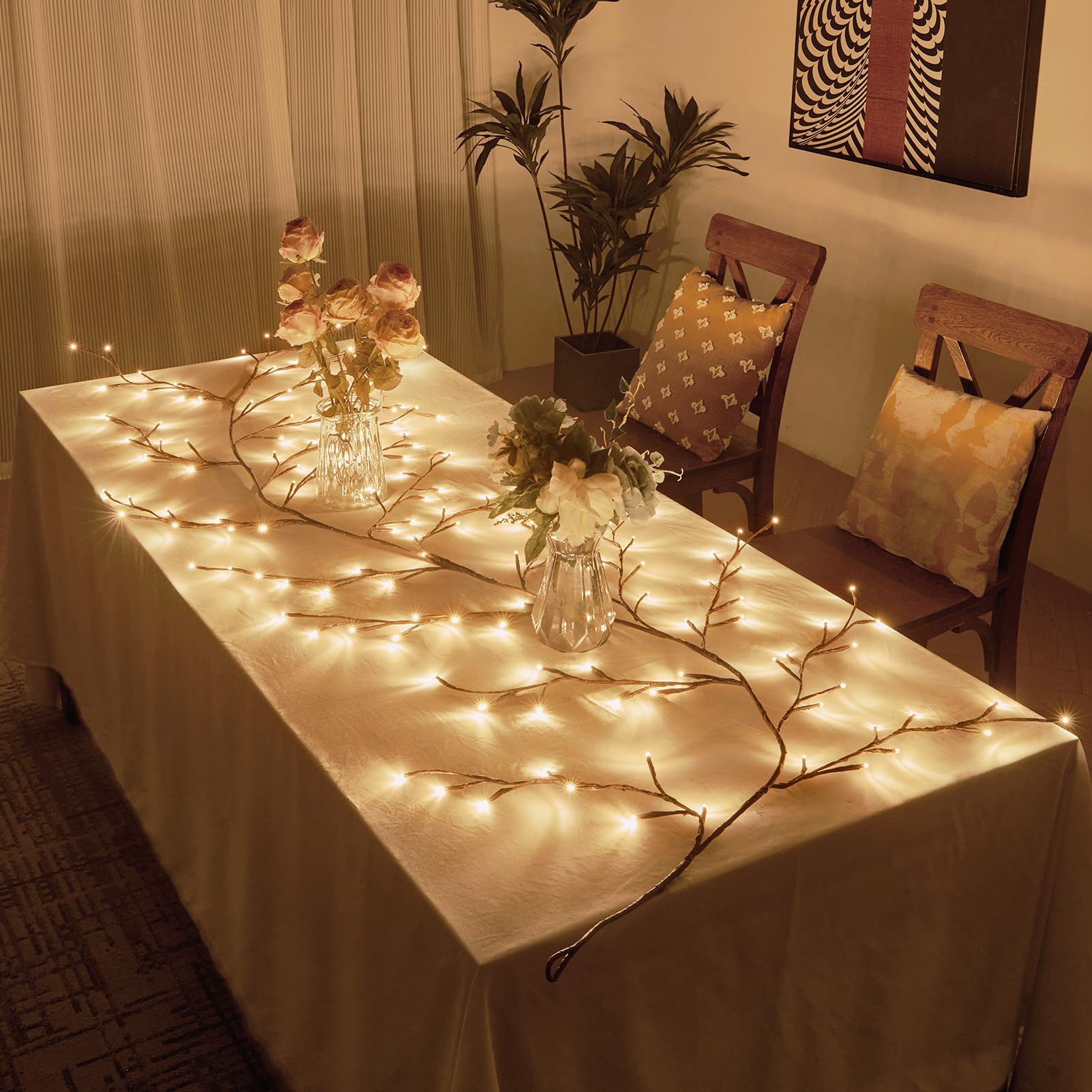 Bexdir 9.3ft Enchanted Willow Vine Lights, 160LED Indoor Decor, Brown, 8 Modes & Timer, Model 001