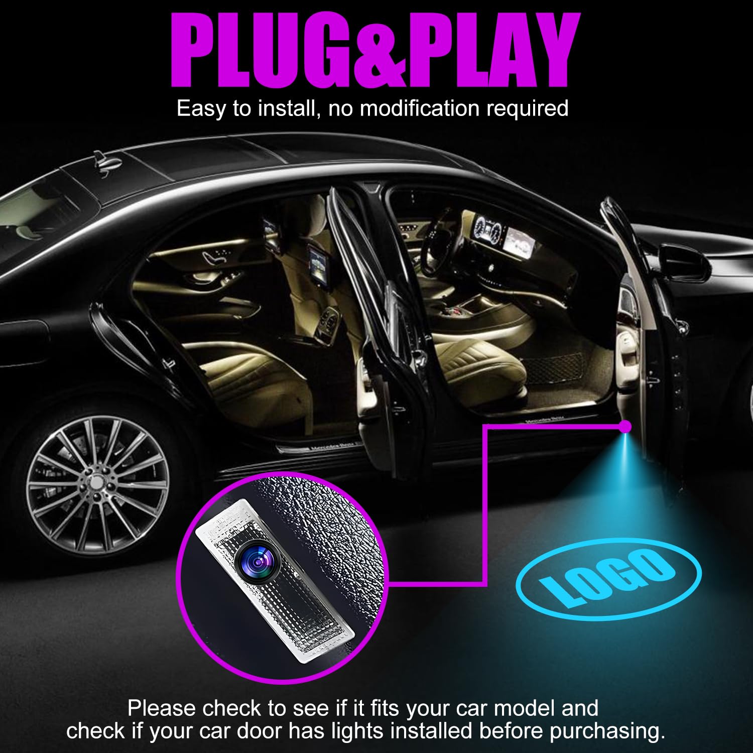 Car Door Lights Logo Projector Puddle Lights Compatible With Altima Maxima Armada Pathfinder Titan Quest Terra Series Accessorie