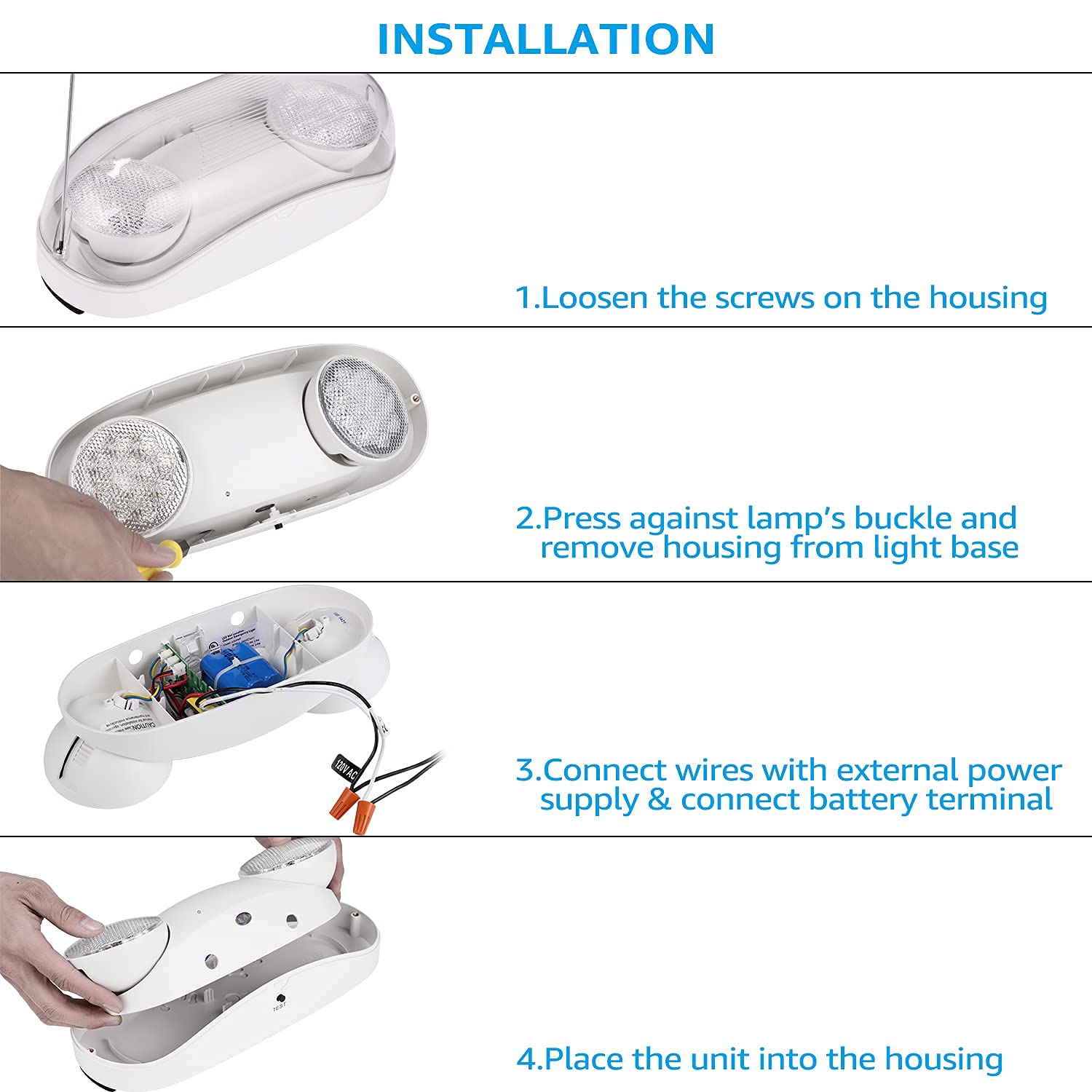 LEONLITE LED Emergency Exit Light, Battery Backup, UL Listed, 2 Pack, White, Model ZF3EML-4WWETWHT-2P