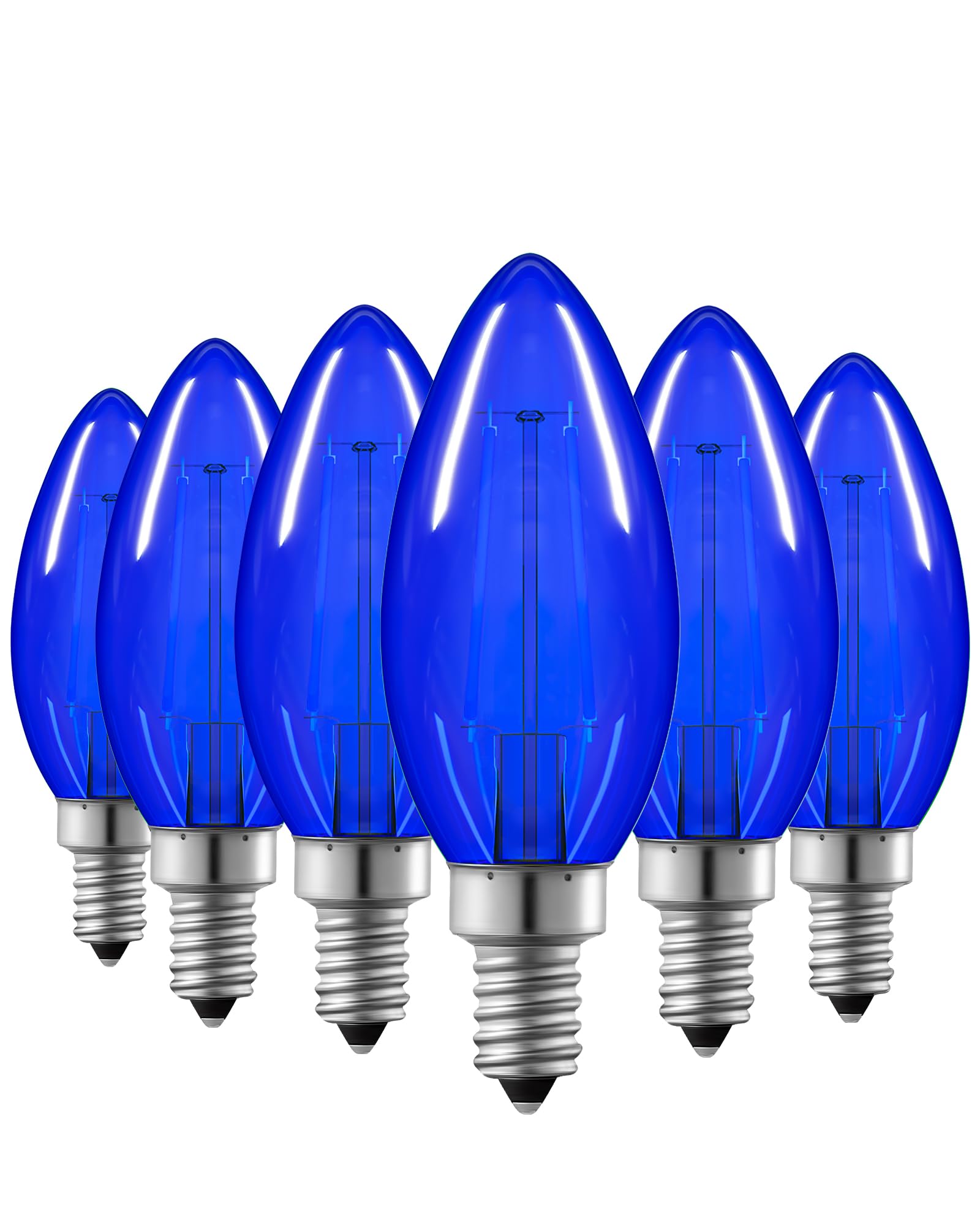 Edishine C35 Blue Dimmable Led Light Bulbs, 5W Equivalent 60W, Led Filament Light Bulb, 6 Pack E12 Socket, Clear Glass Edison Bu