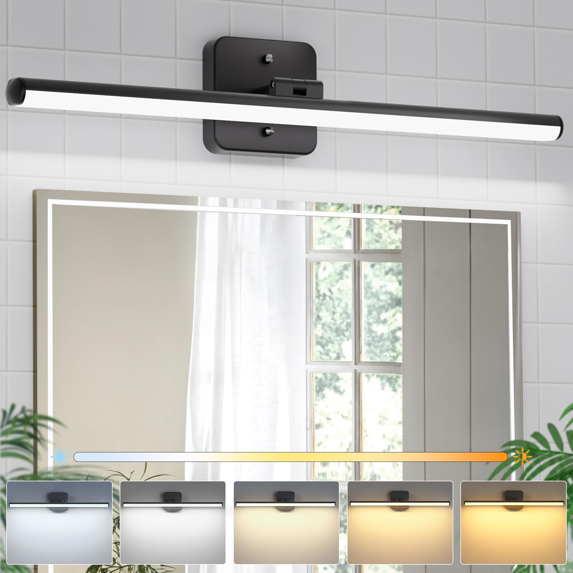 Sailstar Upgraded Bathroom Light Fixtures 23 inch Rotatable, Dimmable 15W 5CCT 1500LM IP44 Modern Bathroom Vanity Light Over Mir