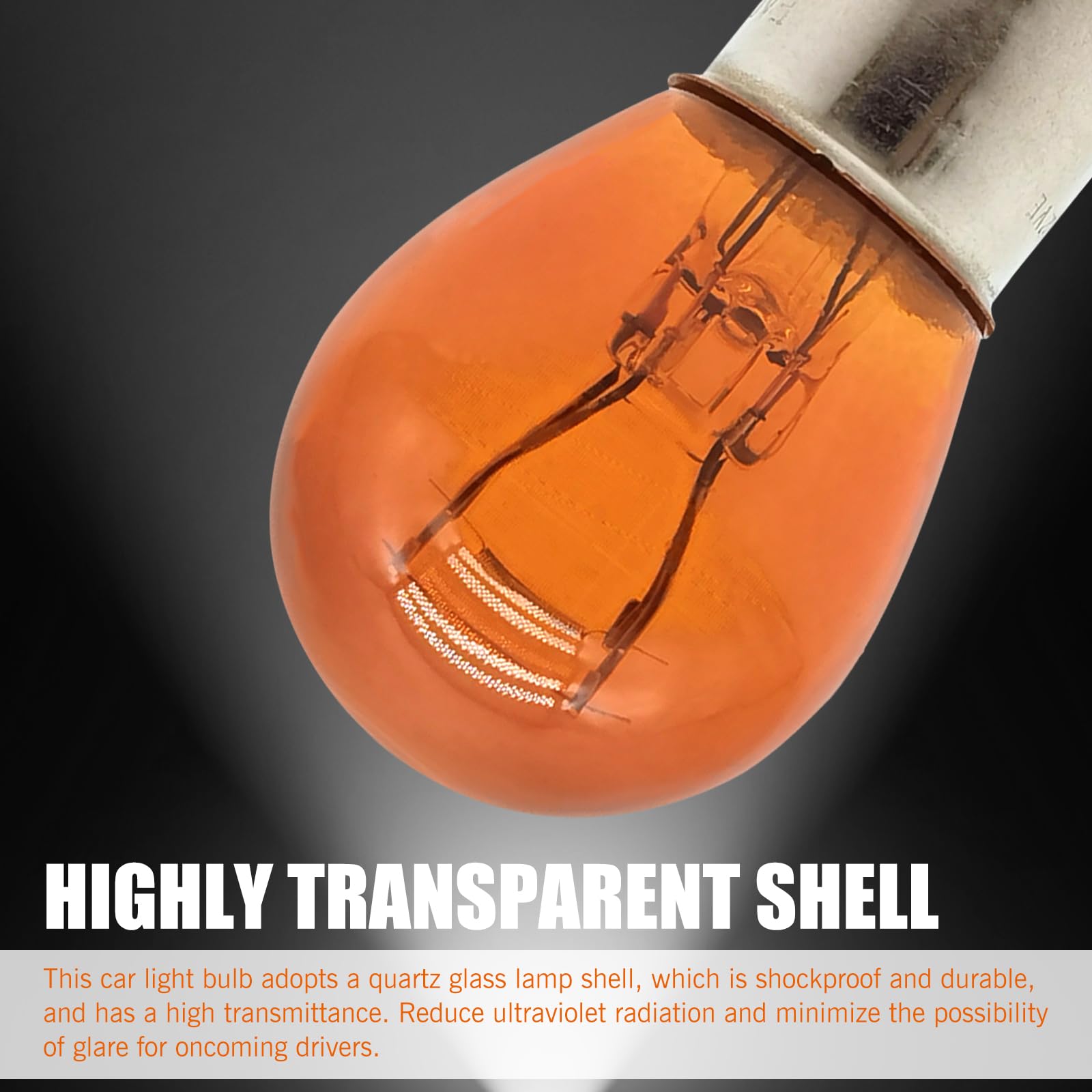 Flygun 1157 P21/5W S25 BAY15D Bulbs, Amber, 10 PCS, Glass, Double Tail High/Low Brake Lamp, Universal Replacement