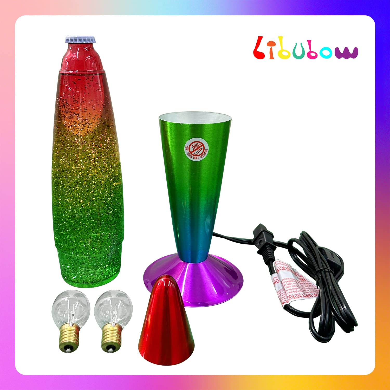 16 Inch Rainbow Glitter Lamp, 2 Bulbs,Sparkle Lamp Night Light, Relaxing Nightlight Mood Lamp Home Decor Room Office Bedroom Lam