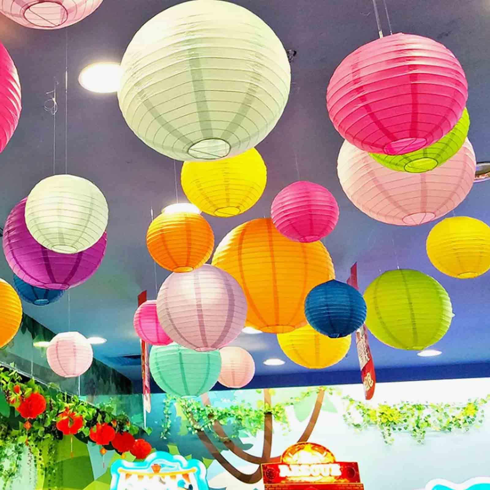 Gaka Pink Orange Paper Lanterns Decorative,12Pcs,4 Inch 6 Inch 8 Inch 10 Inch Round Paper Hanging Decorations,Chinese Lanterns L