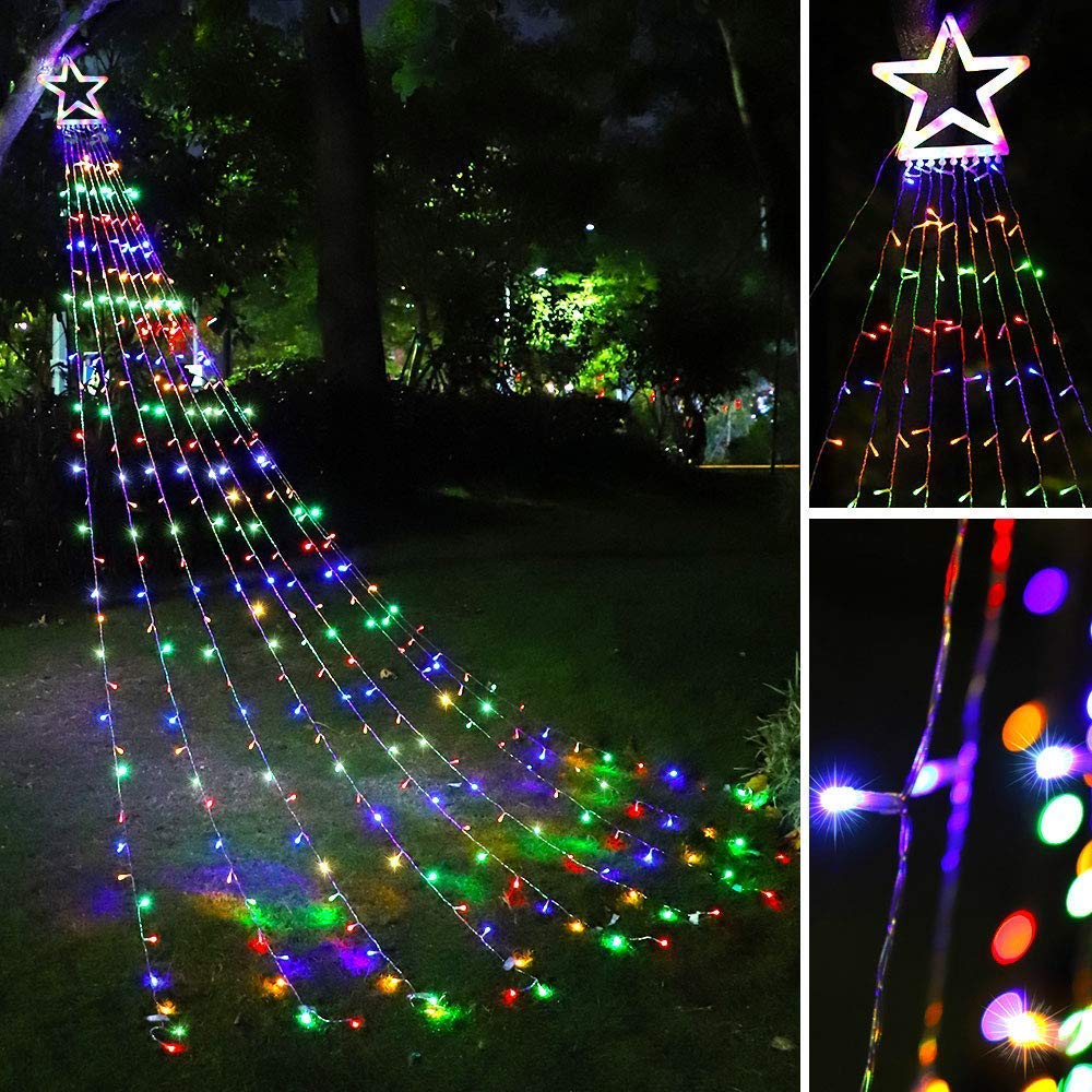 Puhong 16.4Ft Christmas Star String Lights, 320 Led, 8 Modes, Outdoor Holiday Decor