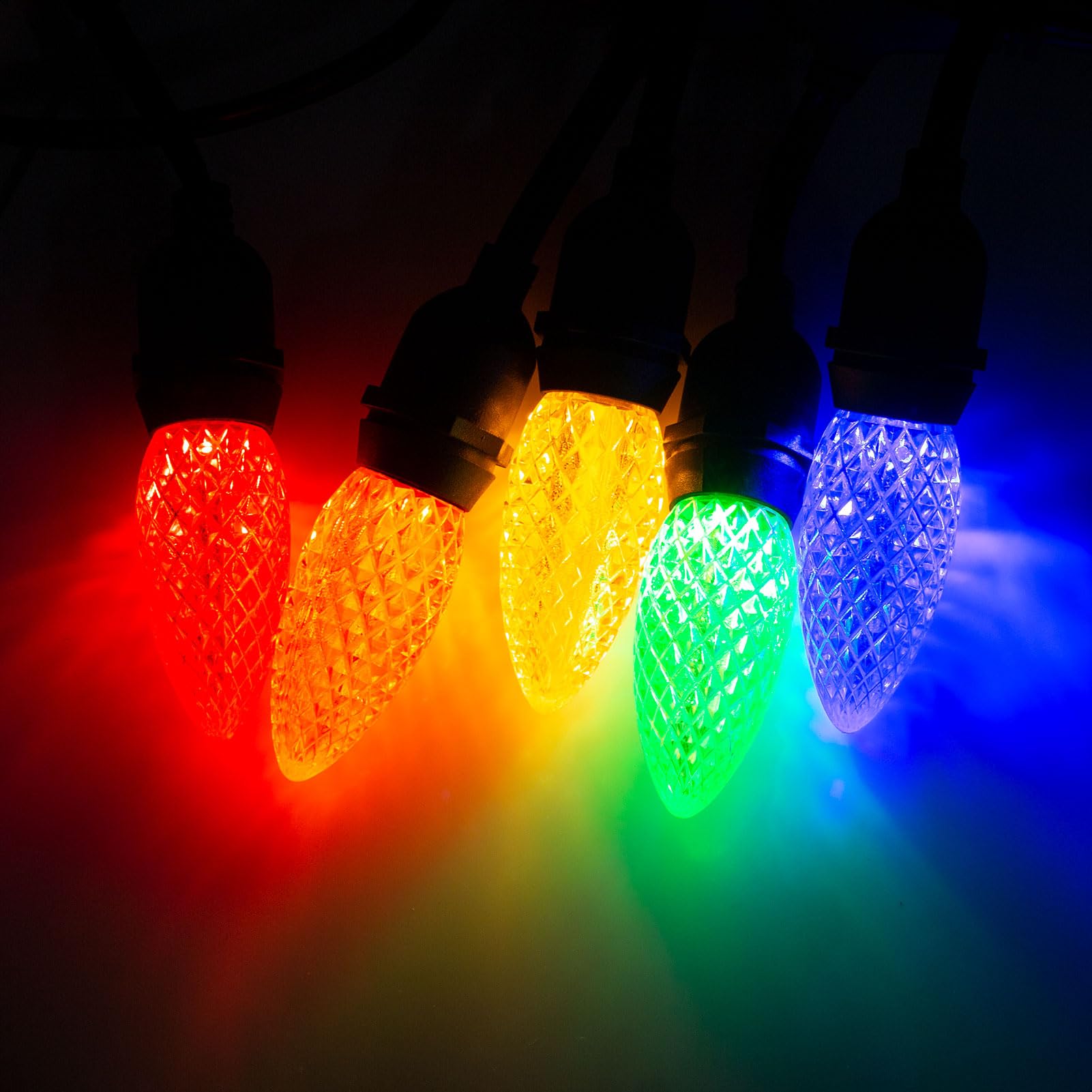 Meconard C9 Led Replacement Christmas Light Bulbs, C9 Shatterproof Led Bulbs For Christmas Indoor Outdoor String Lights, E17 Intermediate Base, Commercial Grade Holiday Bulbs, Multi-Color, 25Pack