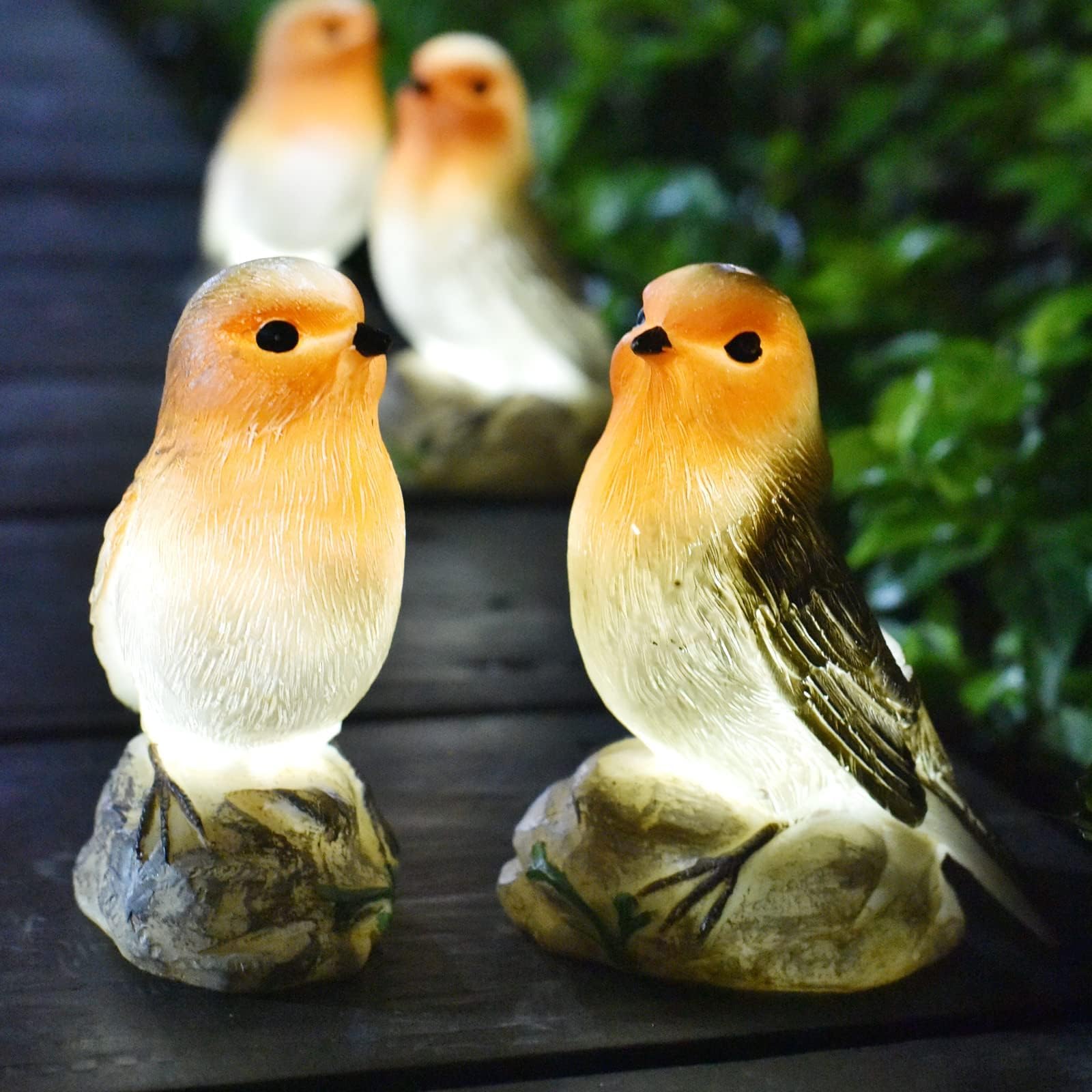 Generic Solar Garden Statues - Cute Bird Lights, Resin Material, Orange Color, Model 047, Outdoor Decor for Gifts