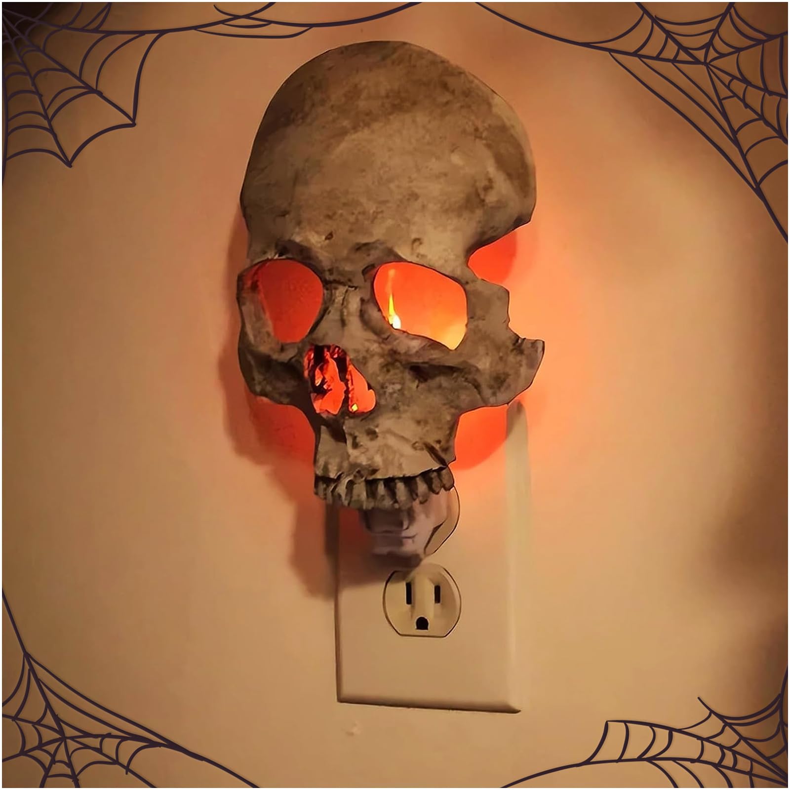 chefensty Skull Night Light, 2026 New Skeleton Night Light, Halloween Horrible Light Decoration for Halloween Party and Home Dec