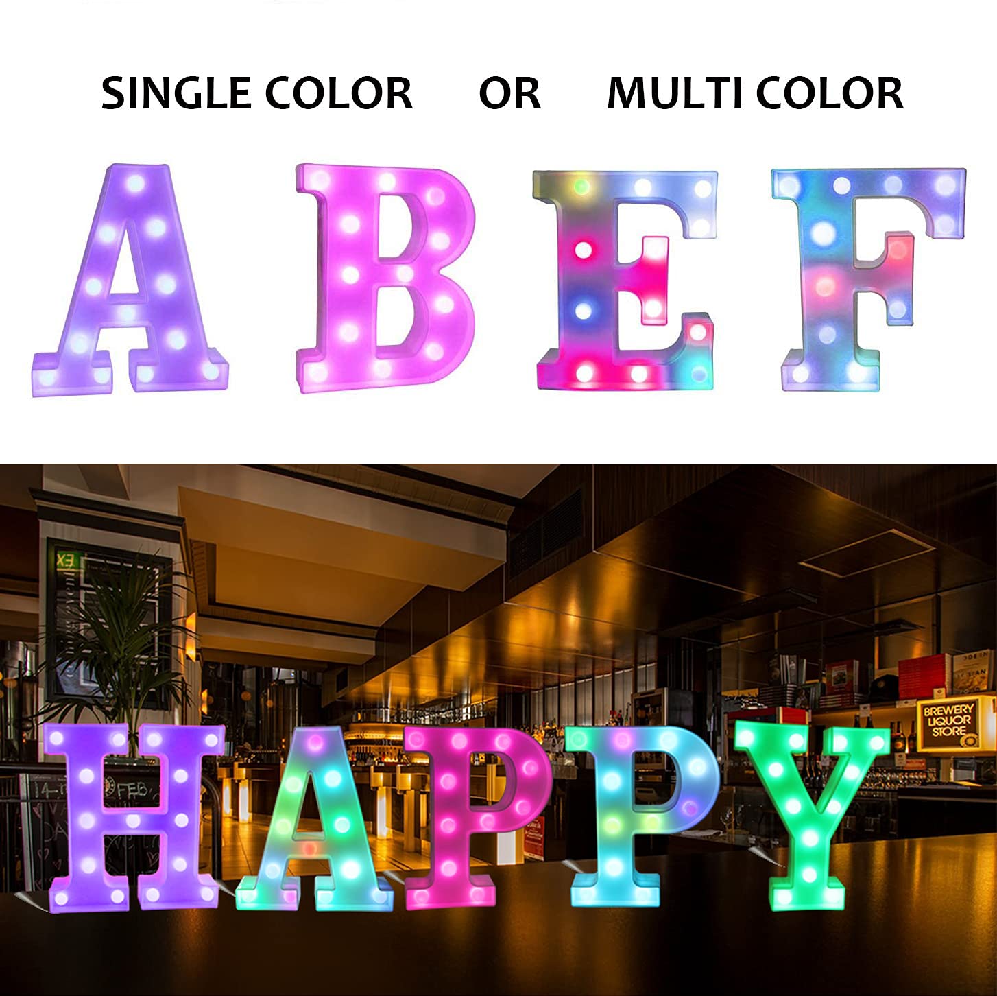 Light Up Colorful Led Marquee Letter Lights, 18 Colors Changing Alphabet Letters Sign With Remote Timer For Night Light Girls Bedroom Wedding Birthday Party Lamp Christmas Home Bar Decor- Colorful K