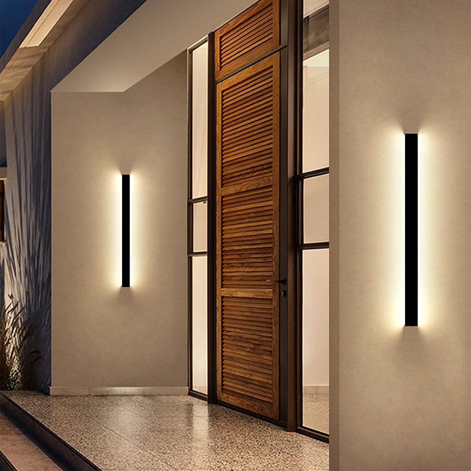 Niuzdu Porch Wall Lights - 31.5Inch Long Strip Modern Outdoor Wall Light Fixture Dimmable Black Wall Mount Exterior Lighting Wall Sconce Outside Garage Lights For House  Courtyard  Corridor