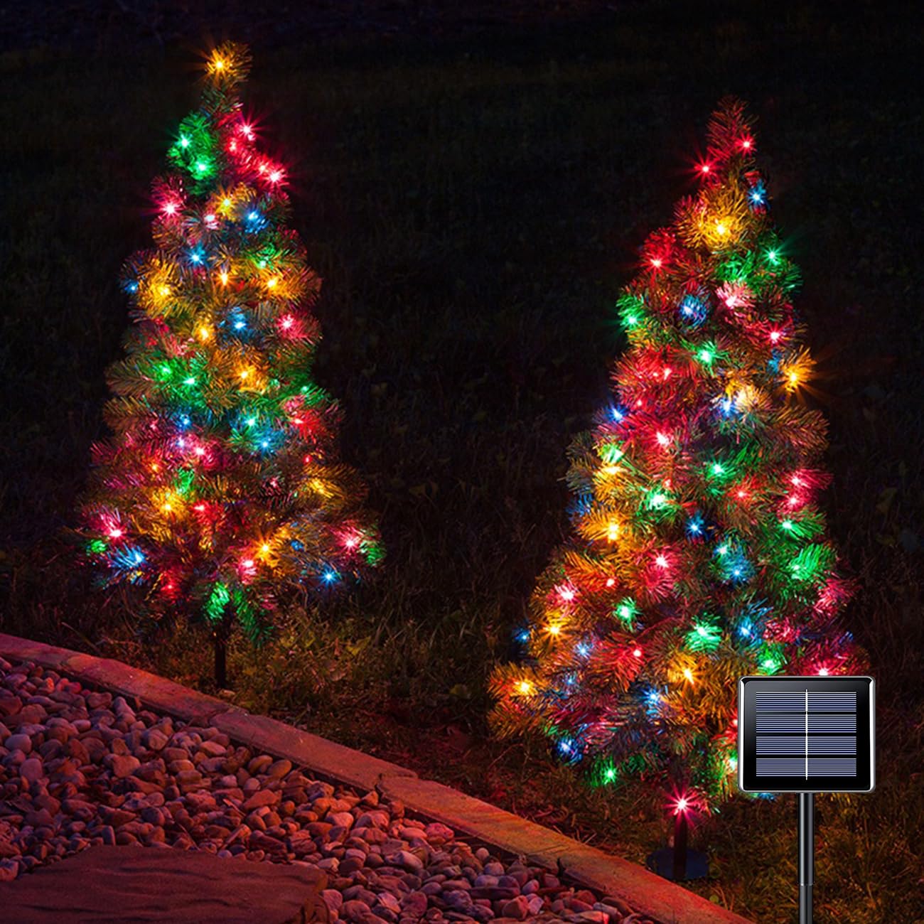 Anycosy Solar Christmas Lights, 32.8Ft 50 Led C9 Christmas String Lights With Timing Function Waterproof And Connectable Plug Fo