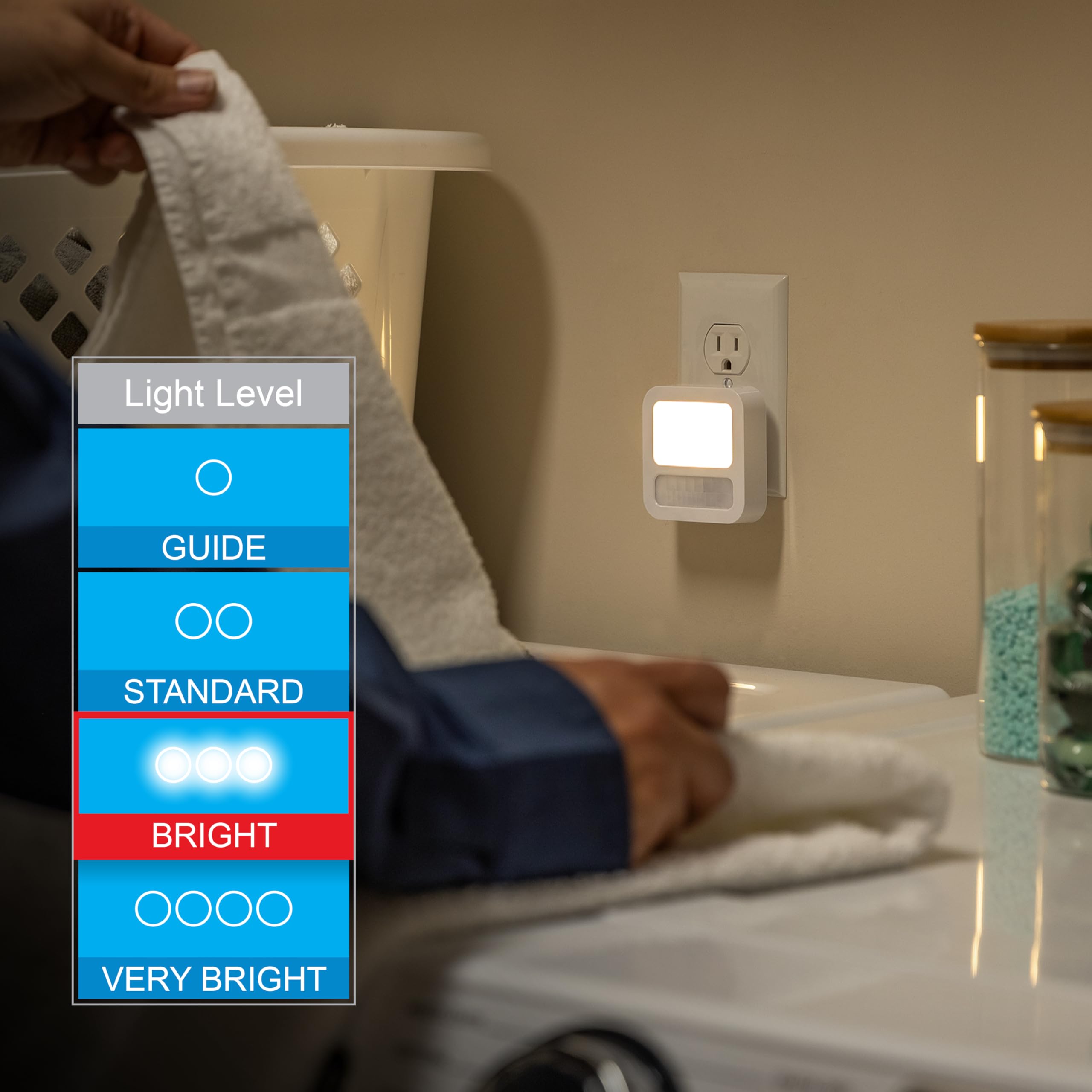 GE LED Motion Sensor Night Light, 20 Lumens, 1 Pack, White, Model 40865, Plastic