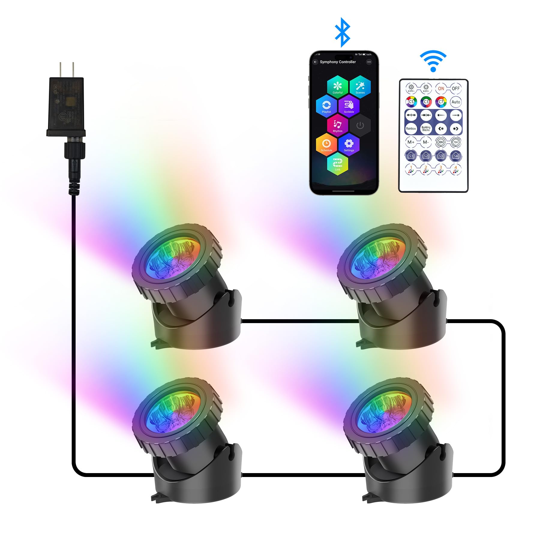 Crepow Rgb Underwater Pond Lights - Bluetooth Controlled Led Spotlights For Garden & Pool (Set Of 4)
