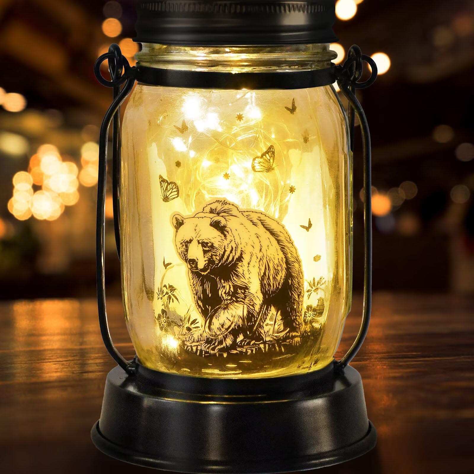 Bear Gifts for Women/Men Bear Lovers Solar Lantern Mom Birthday, Mothers Day, Christmas Gifts, Solar Garden Decoration Outside f
