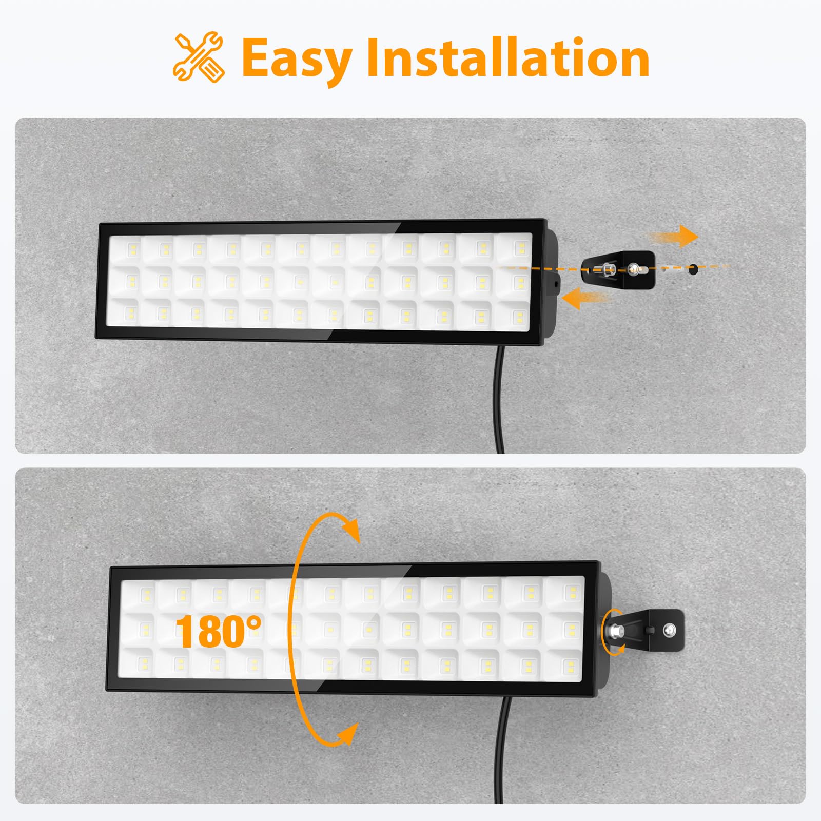 Meloght 4-Pack LED Shop Lights, 100W, 14000lm, IP66 Waterproof, 4.92ft Cord, On/Off Switch, 6500K, Black
