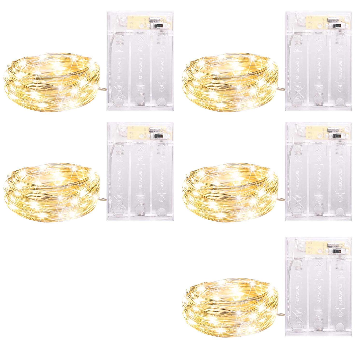 8 Pack Fairy Lights Battery Operated, 7 Feet 20 Led String Lights with Timer, Waterproof Silver Wire Firefly Lights for Home Par