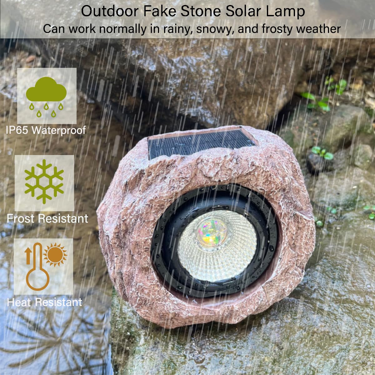 Sscdfdc Solar Rock Lights Outdoor Waterproof, 2 Pack Led Colored Garden Solar Landscape Lights, Bright Solar Lights Outdoor Sola