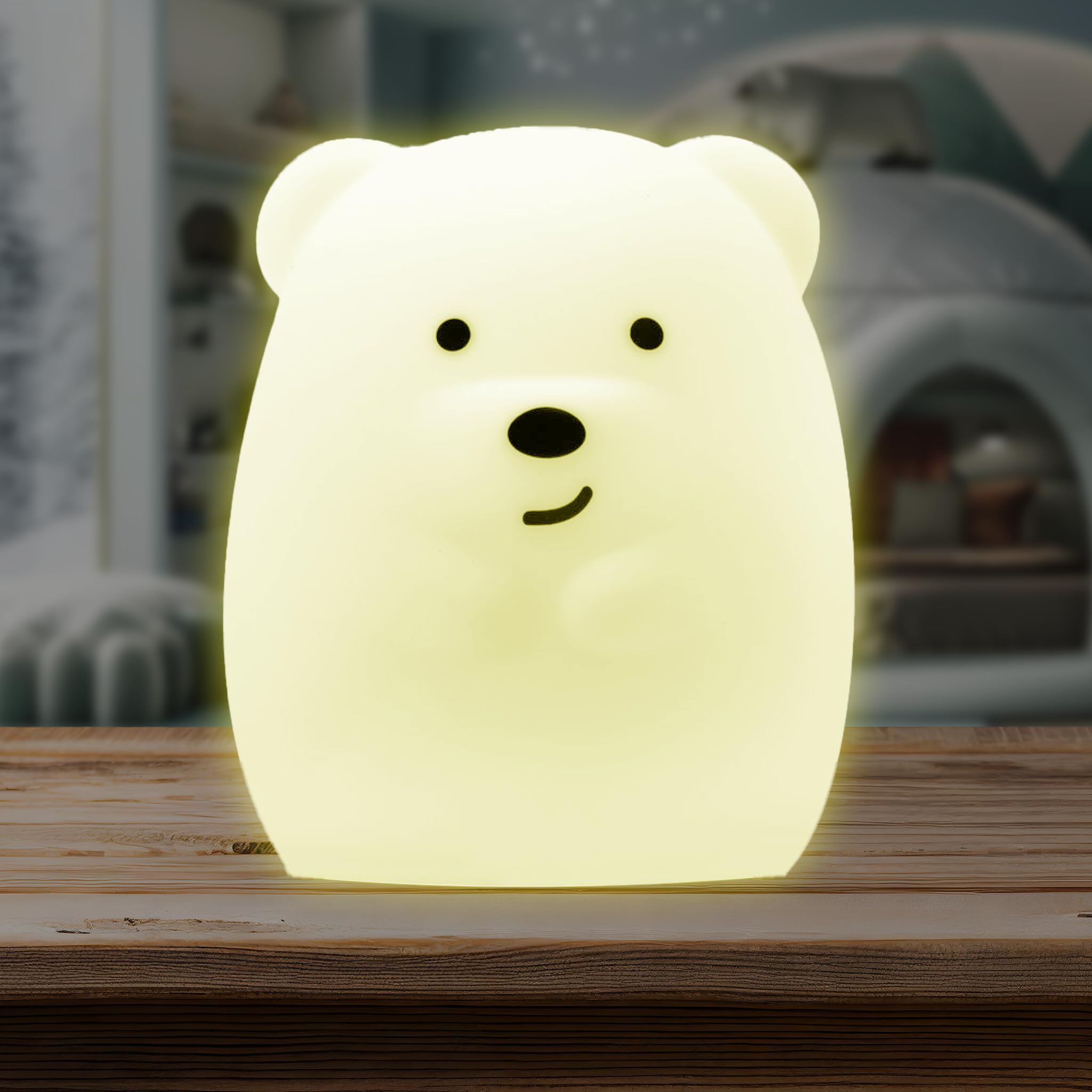 Lumipets Bear Night Light - Silicone Animal Lamp for Kids, Kawaii Design