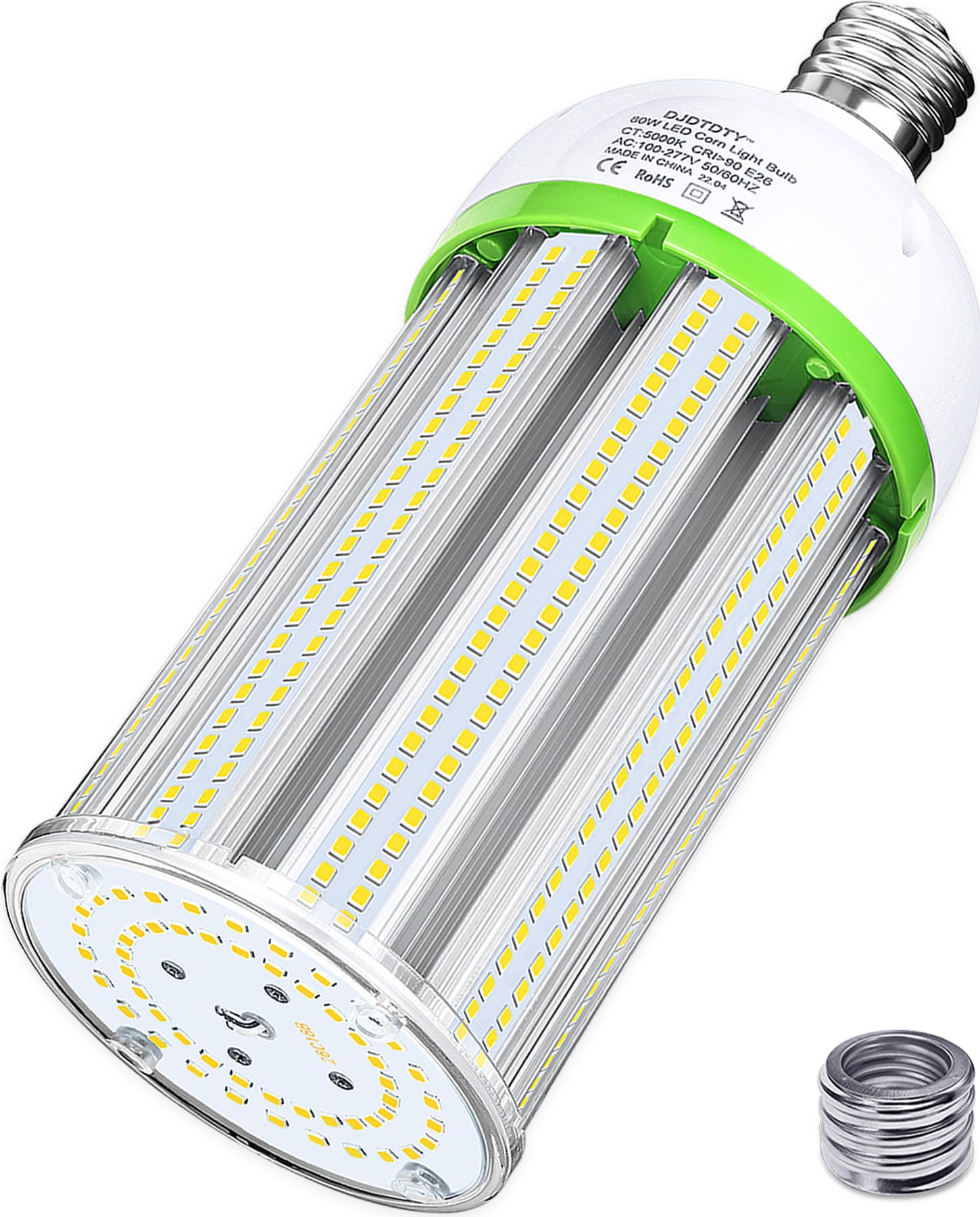 Djdtdty 80Wled Corn Bulb, E26 Base With E39 Adapter, 5000K 10400Lm Led Light Bulb For Garage Warehouse Workshop Barn (80Watts)