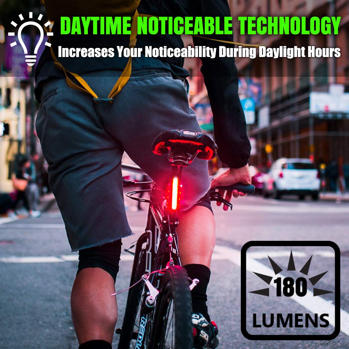 BLITZU 2025 Cyborg Bike Light Set - USB Rechargeable LED Tail & Headlight, White & Red, Model Blitzu-01, Cycling Safety Accessories