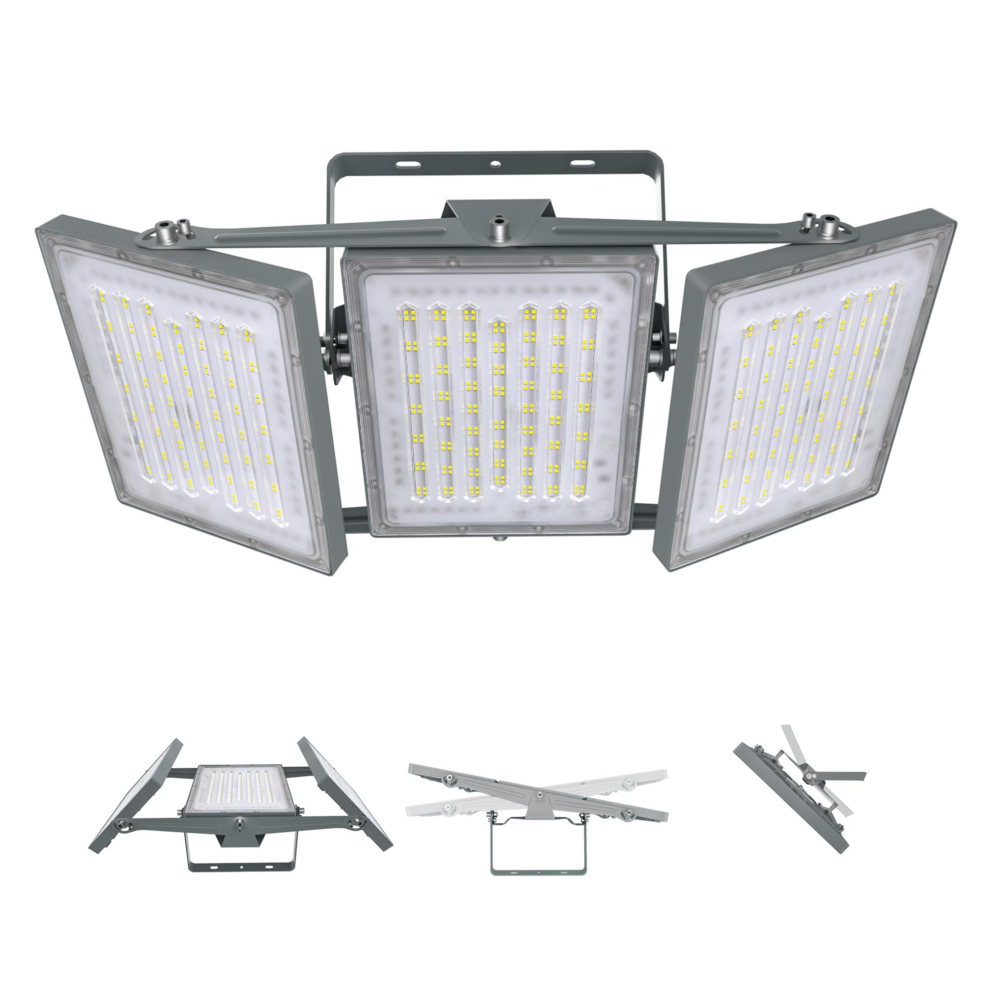 STASUN LED Flood Light Outdoor, 600W 60000lm 6000K Daylight White IP66 Waterproof, Commercial Parking Lot Light,3 Heads for Yard