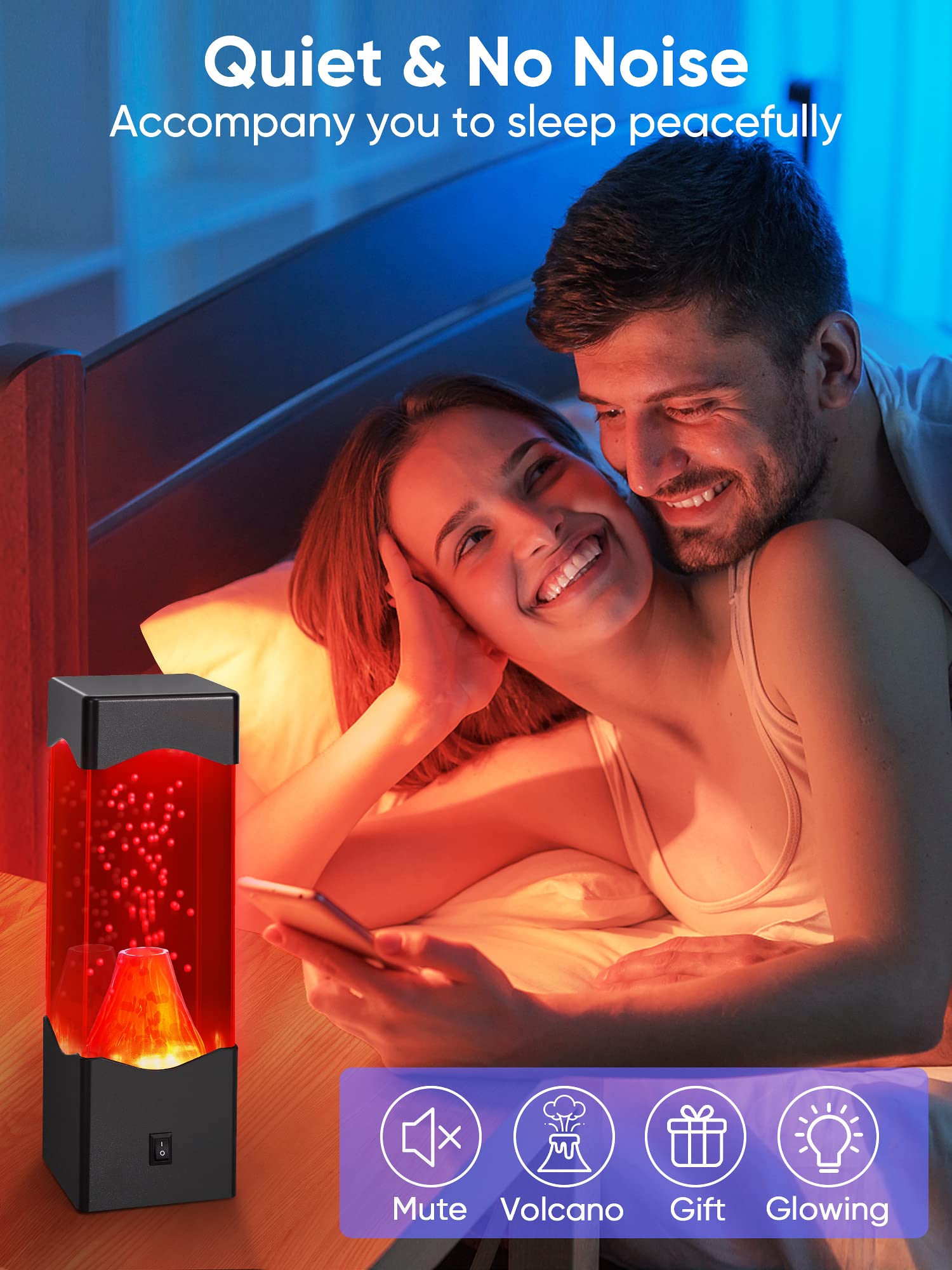 TNOIE Volcano Lamp - Realistic USB Powered Night Light, 9.1x2.8 inches, Black - Unique Sleep Decor for Kids & Adults