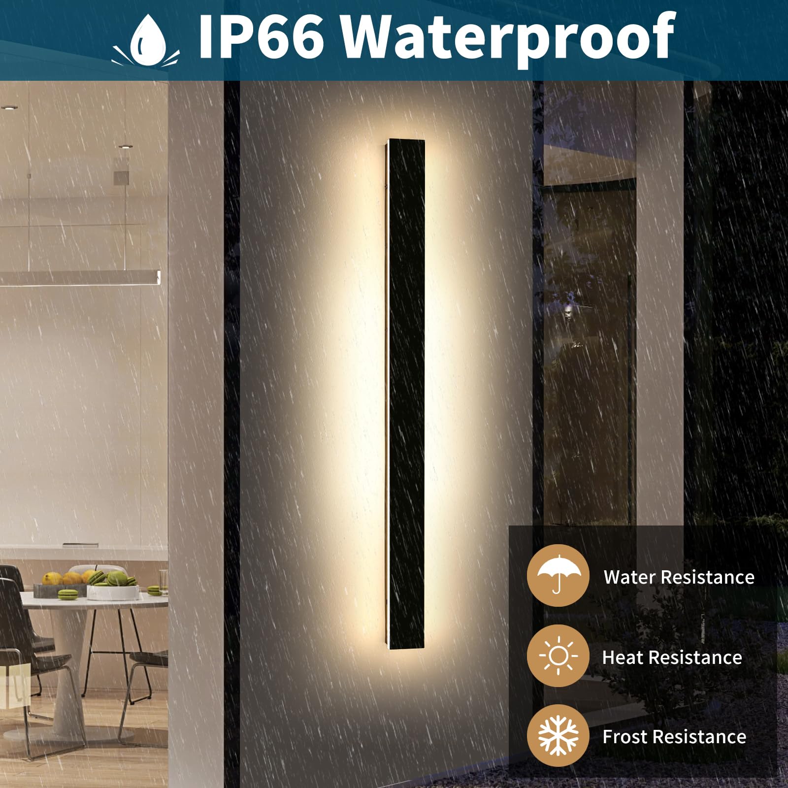Daoseolo 57inch LED Dimmable Outdoor Wall Sconce with Remote Control, IP65 Waterproof, Iron Material