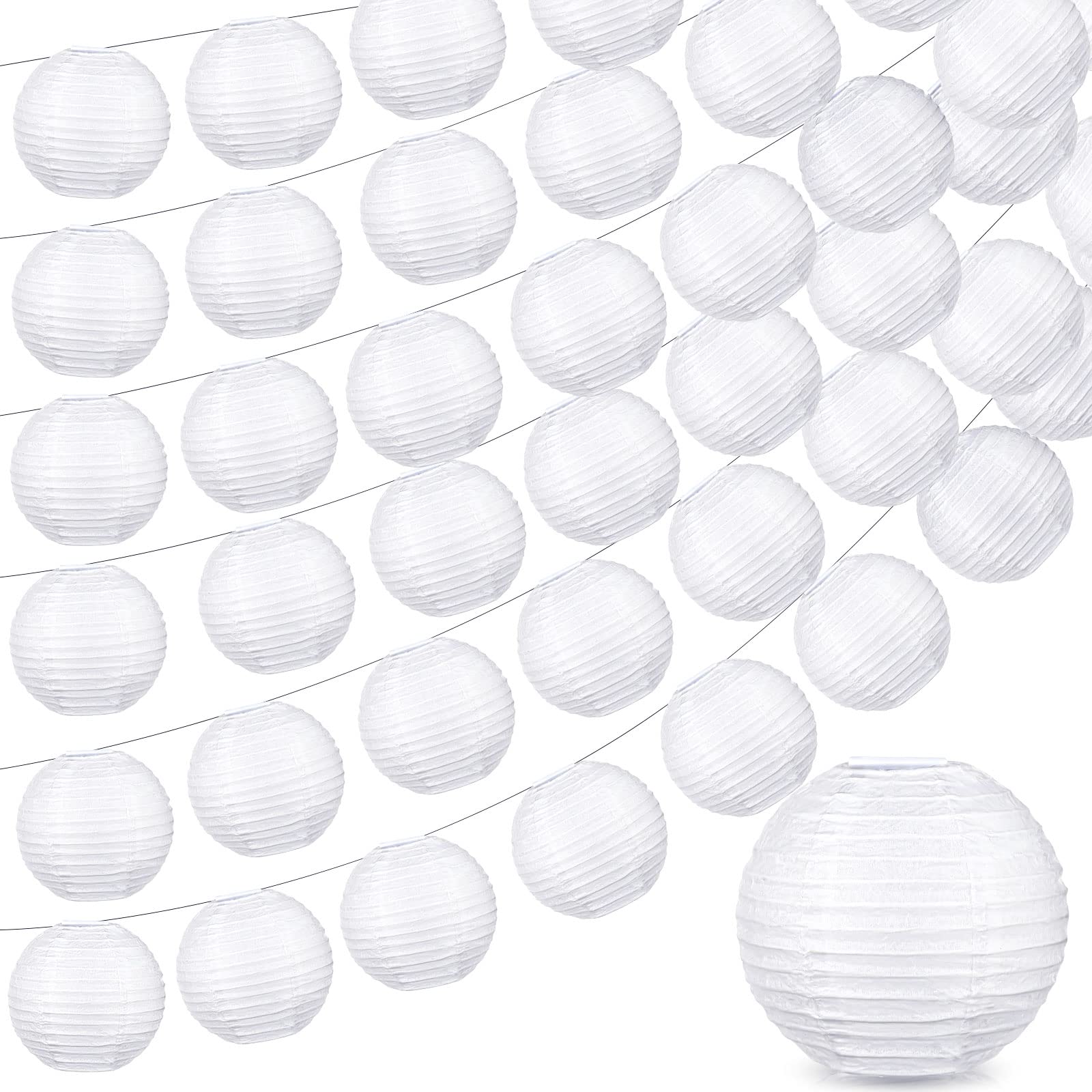 Hortsun 40 Pcs White Paper Lanterns for Weddings & Parties, 3 Inch Hanging Decorative Lamps
