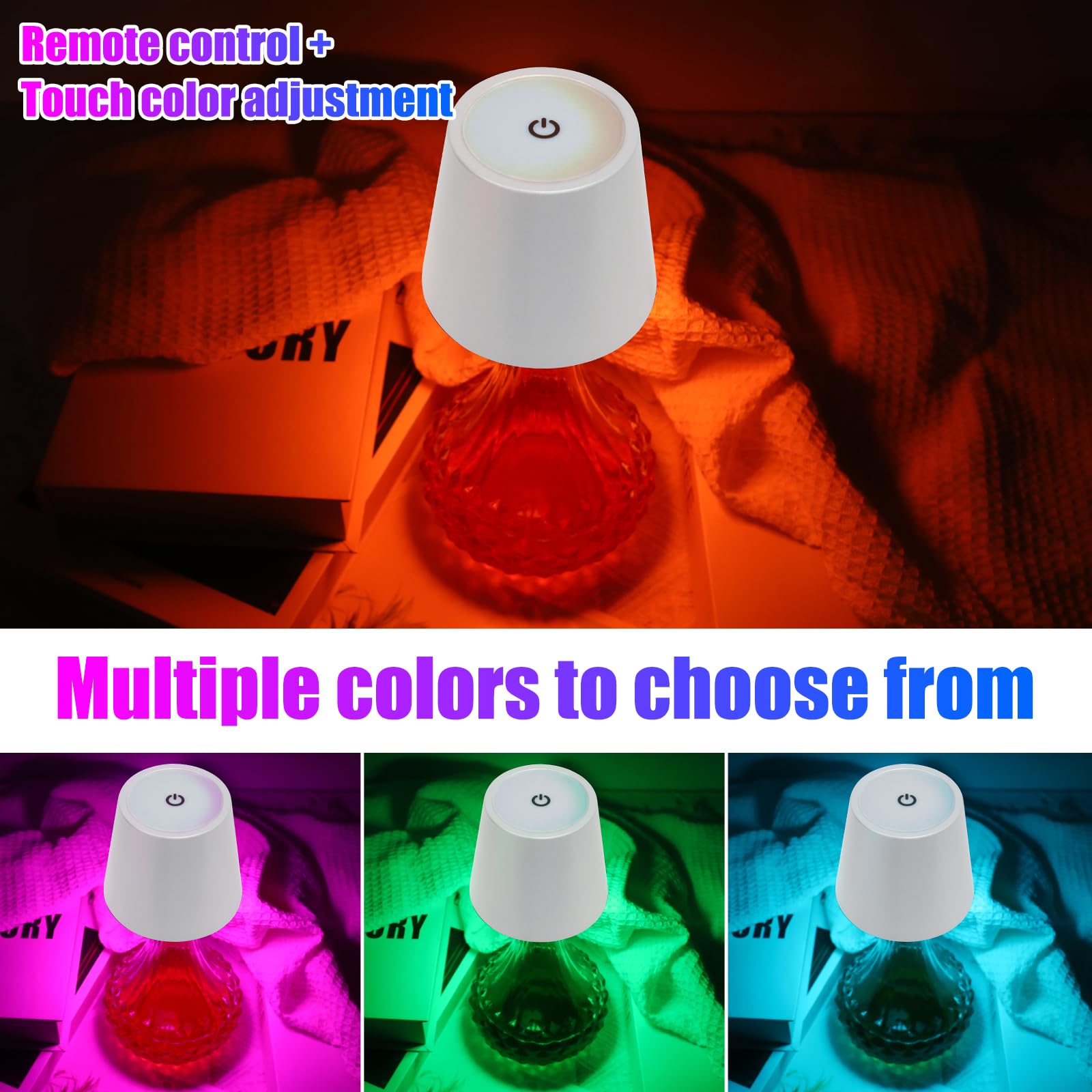 Wireless Bottle Lamp With Remote Control, Rechargeable Rgb Wine Bottle With 3Modes Light Dimming, Waterproof Touch Lamp Head For