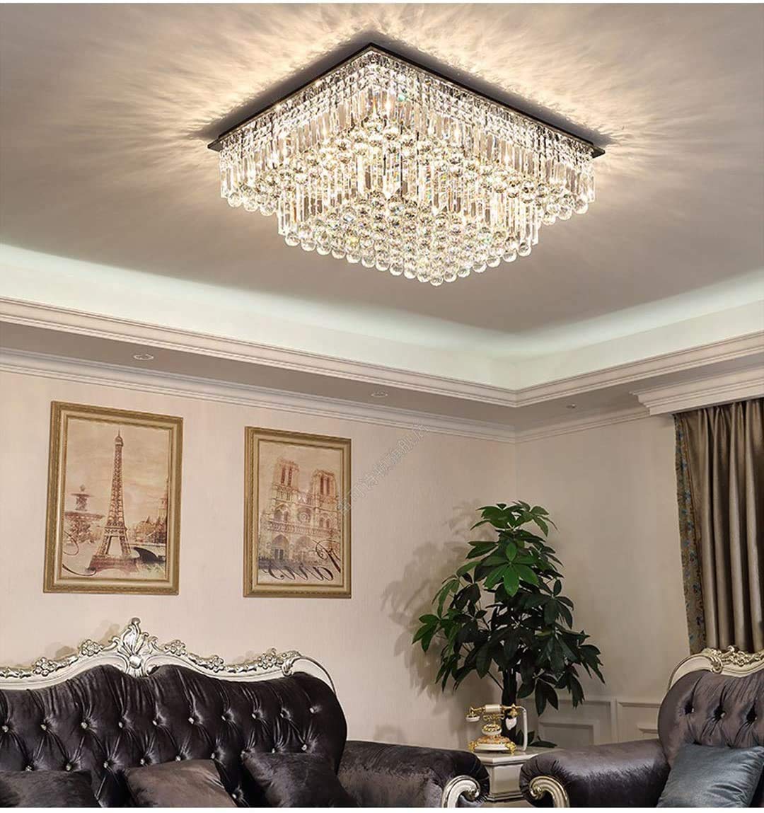 Siljoy Large Crystal Chandelier, 2-Tier Raindrop Design, L35.4 x W27.6, Silver, Model Siljoy-415