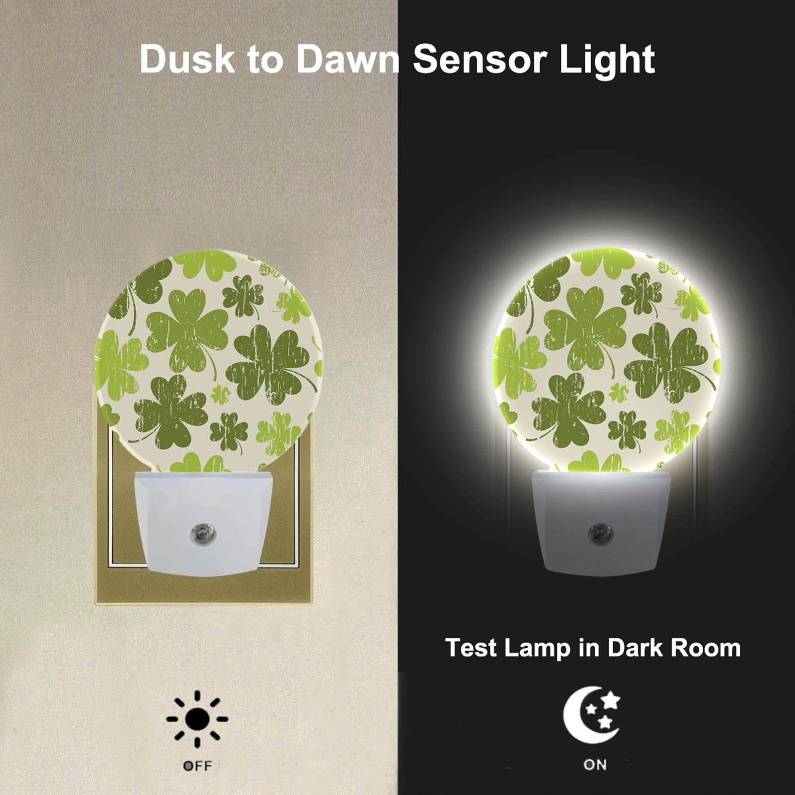 Uanvaha Vintage Shamrock Night Light Green Clover Patrick Night Lights Plug In Auto Sensor Led Lamp Dusk To Dawn Nightlight Ener