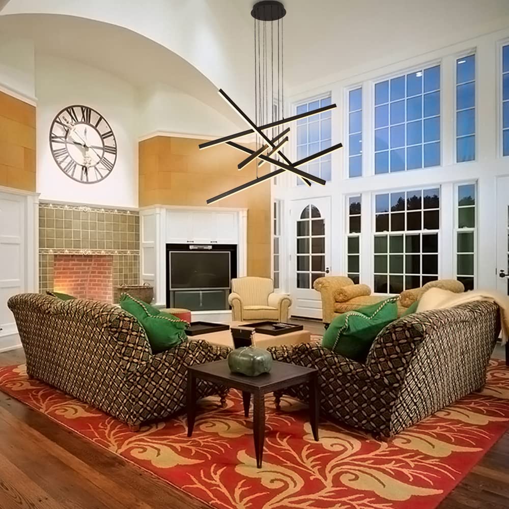 Artop 6-Light Dimmable Modern Led Chandelier - Adjustable Black Pendant Light For Kitchen & Dining