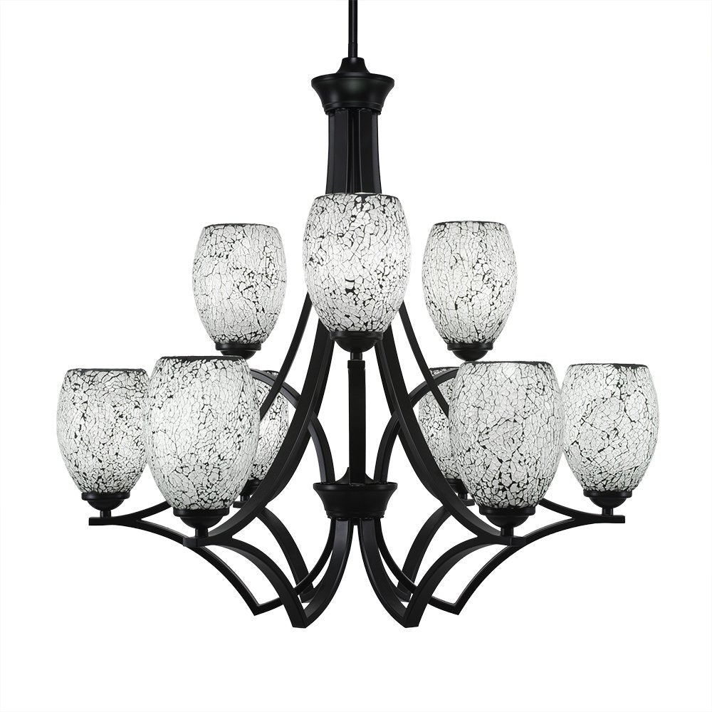 Toltec Lighting Zilo 9 Light Chandelier in Matte Black (569-MB-4165)