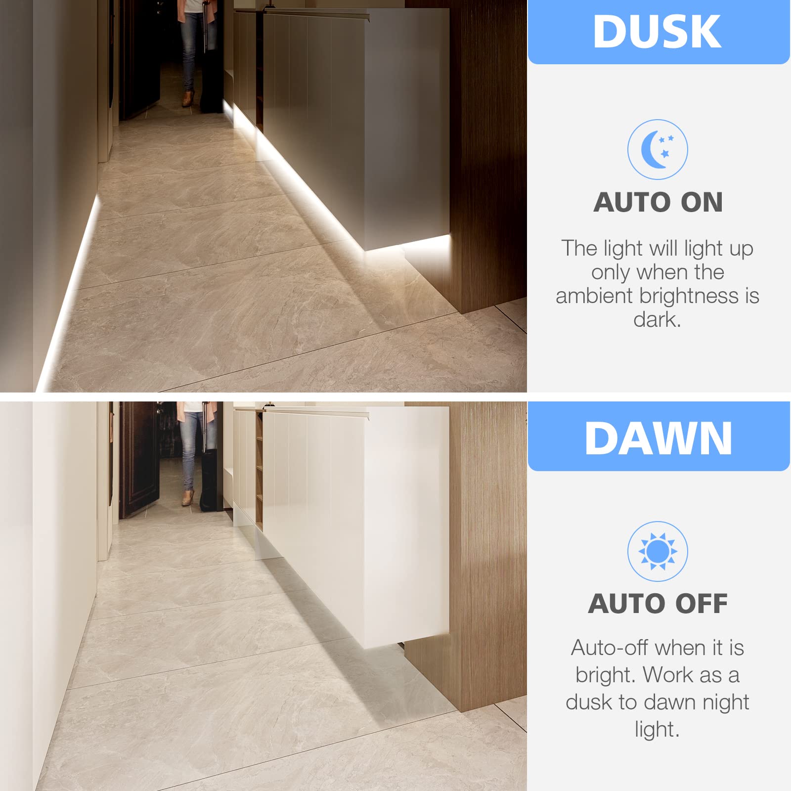 Wobane White Led Strip Light, 16.4Ft Motion Activated Light Strip With Remote And Adapter, Night Light, Dimmable, Pir Function,