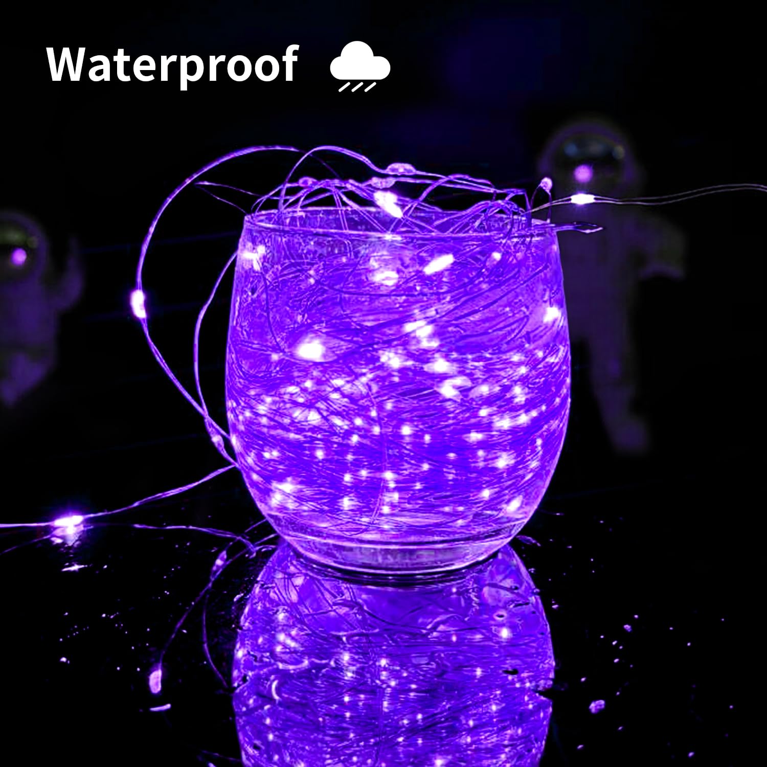 Solar String Lights Outdoor  33 Feet 100 Leds 8 Modes Solar Fairy Lights For Outside  Waterproof Outdoor Light For Patio Yard Christmas Tree Halloween Wedding Party Decorations  Purple
