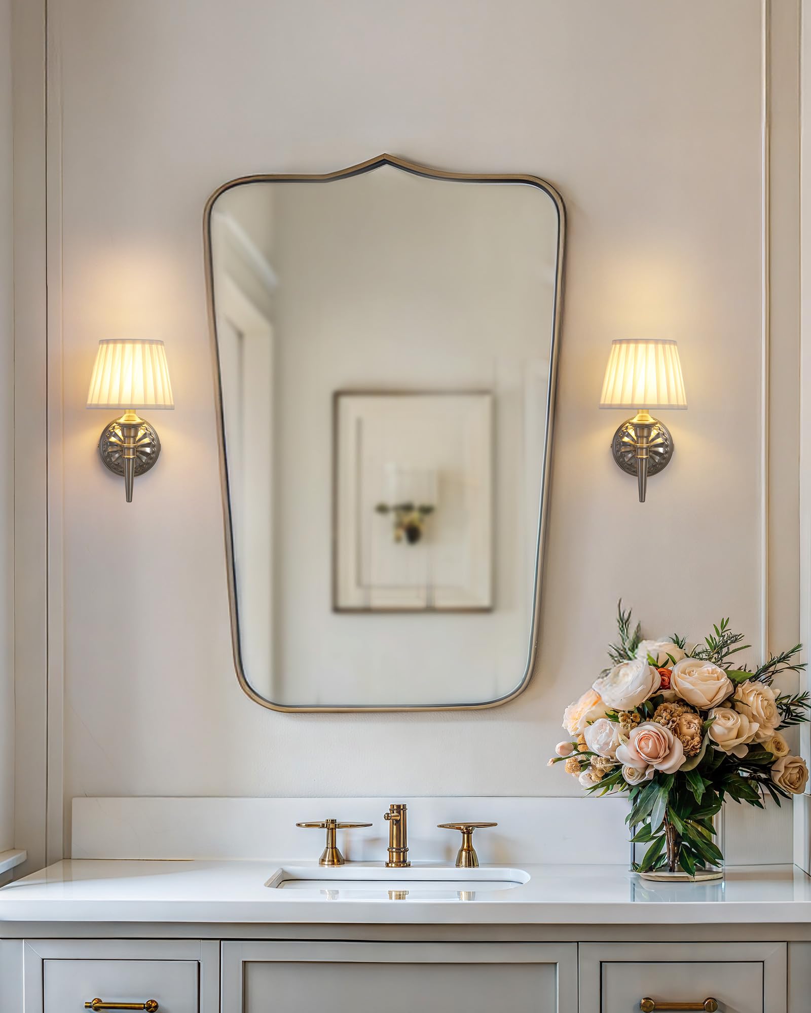 KDG Cordless Wall Sconces Set of 2, Rechargeable LED Lamps, Nickel & Beige, Model AMZ-TBL-035, Ideal for Living Room, Bedroom, Hallway