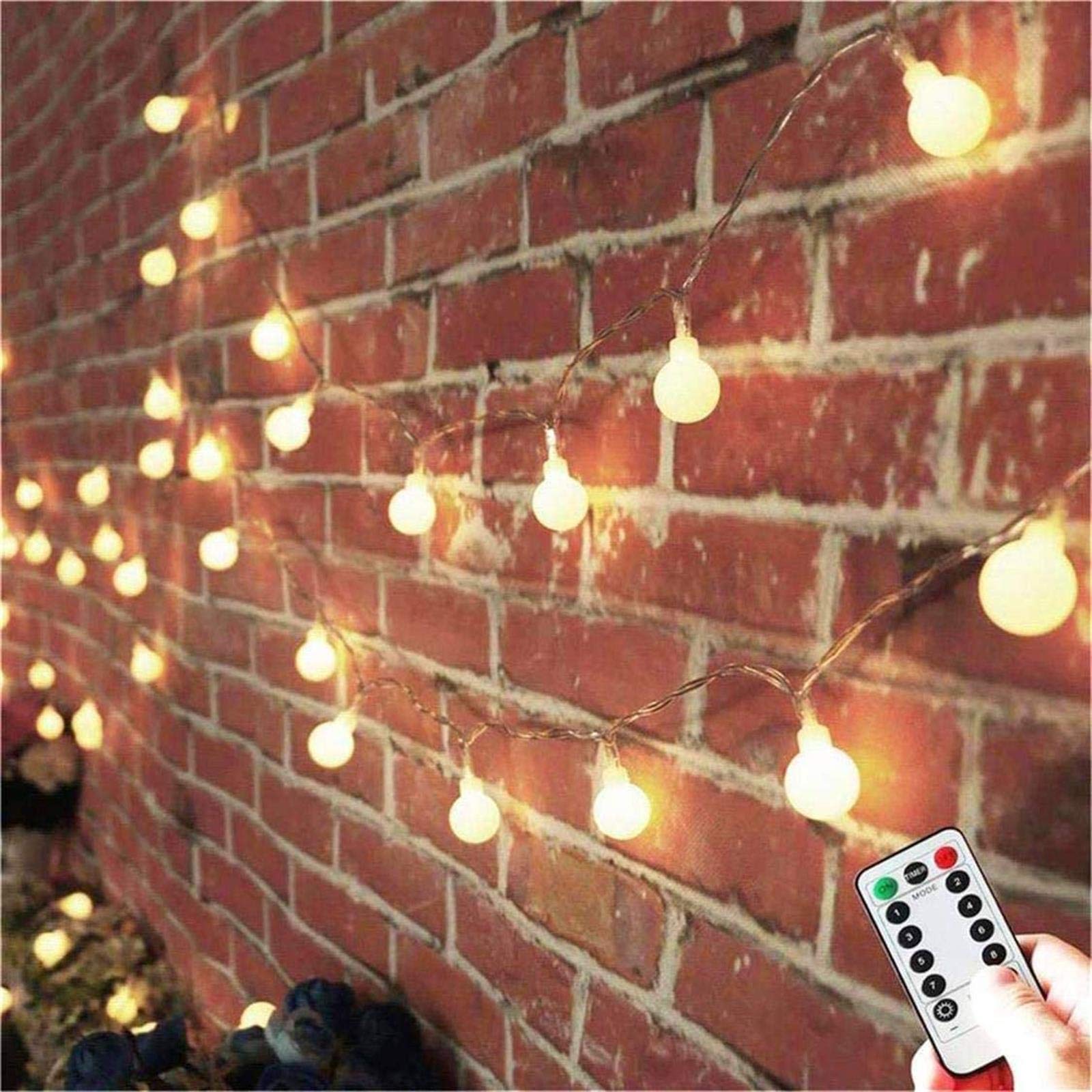 Amars 33Ft Warm White Globe Led Fairy Lights With Remote Timer - Battery Operated Indoor/Outdoor Decor