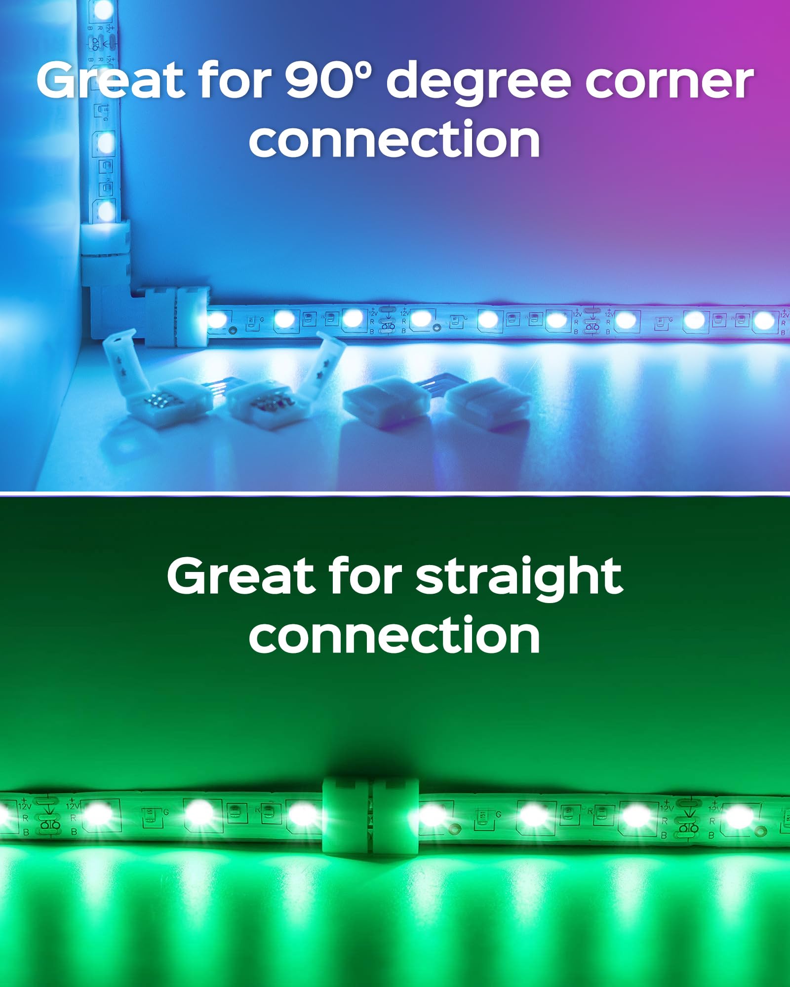 Jackyled 8Mm 3-Pin Led Connectors For Led Strip Lights, Total 22Pcs Corner Connectors Kit For Unwired Gapless Solderless Adapter