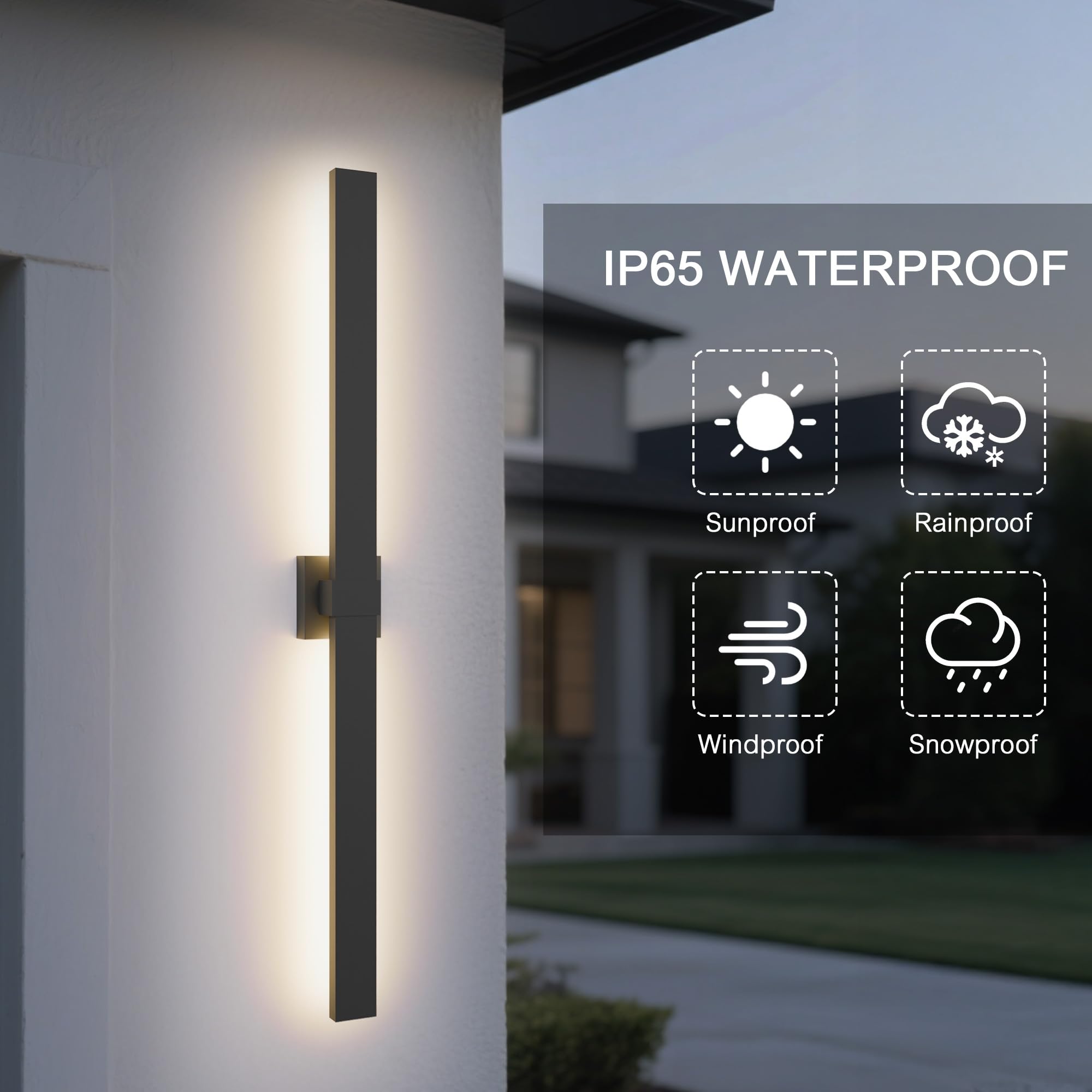 Lamqee 47.2 In Aluminum Long Outdoor Wall Lights  3000K 1760Lm Led Waterproof Ip65  Modern Exterior Lighting Fixture Linear Outdoor Sconce Wall Mount Outside Lighting For House Porch Patio Garage Door