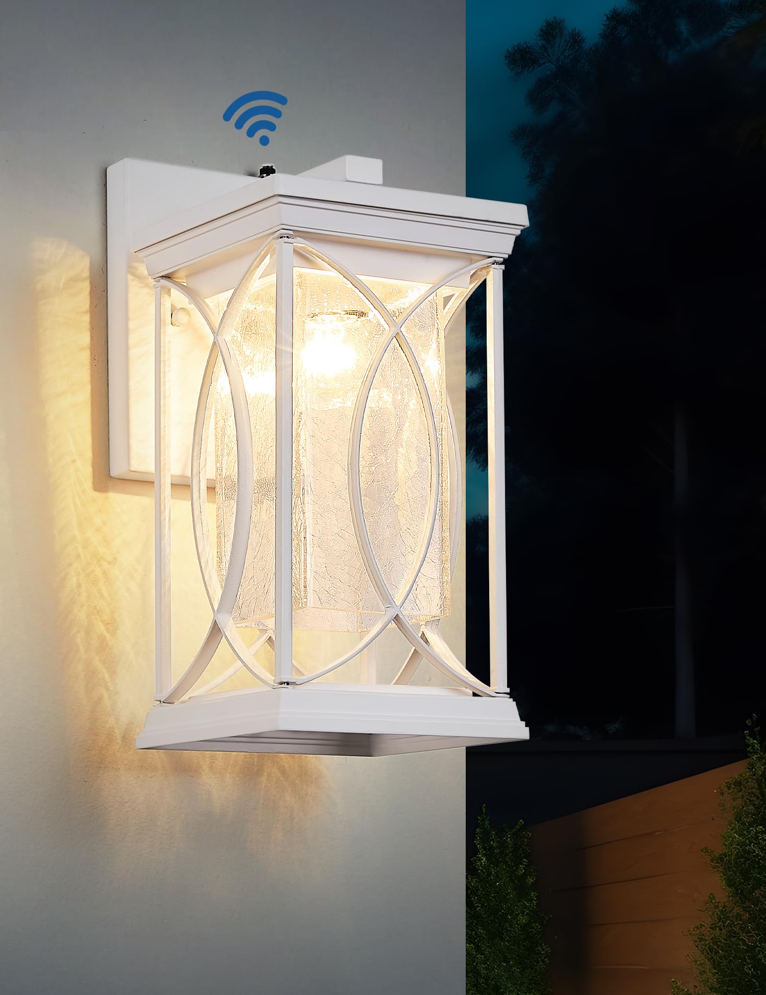 Delicavy White Outdoor Wall Sconce Dusk to Dawn Light Fixture, Large, Waterproof Aluminum, Model L-920