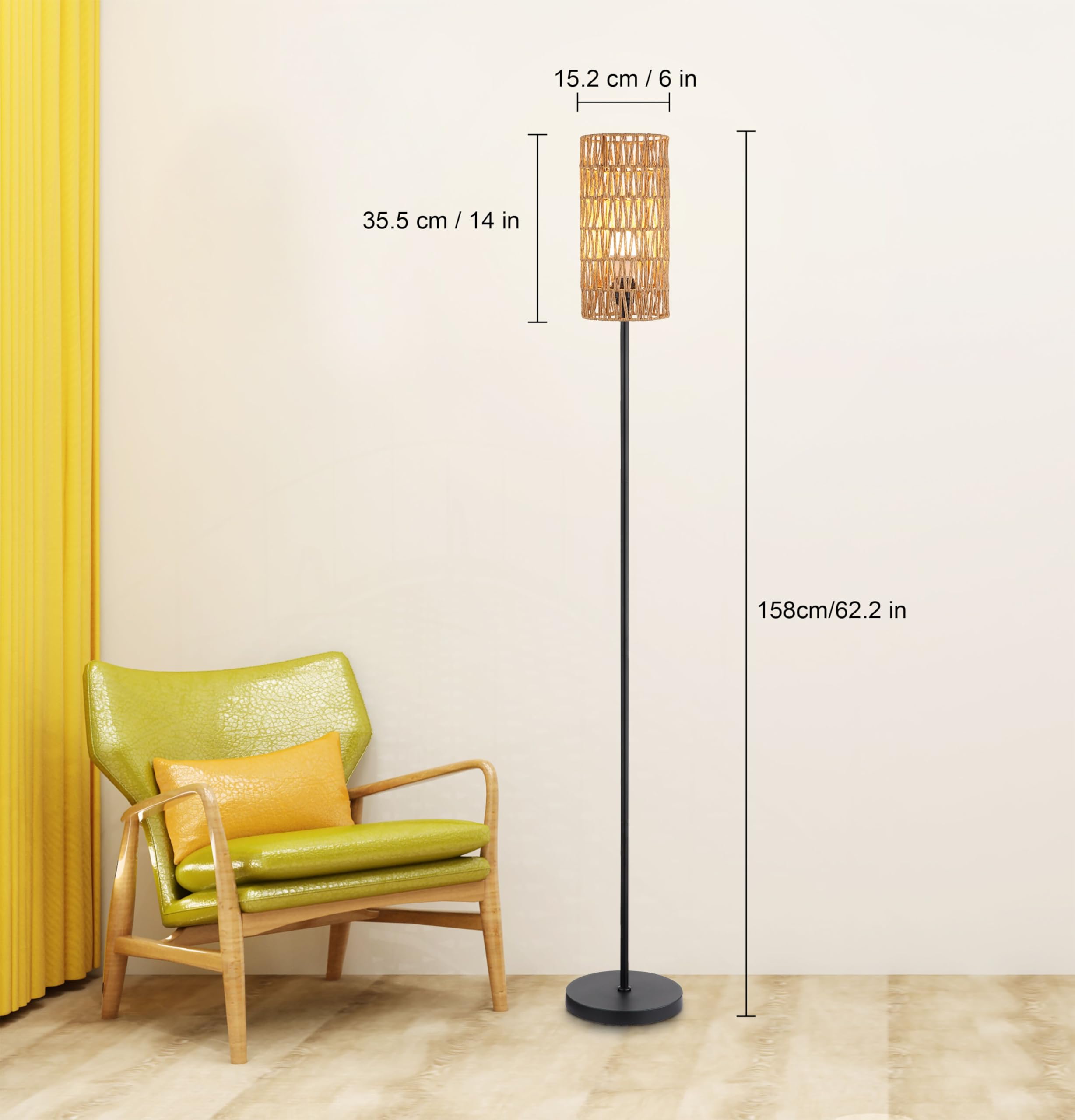 Ruiever Rattan Floor Lamp In Different Bulbs (Rgb Bulb Shade)
